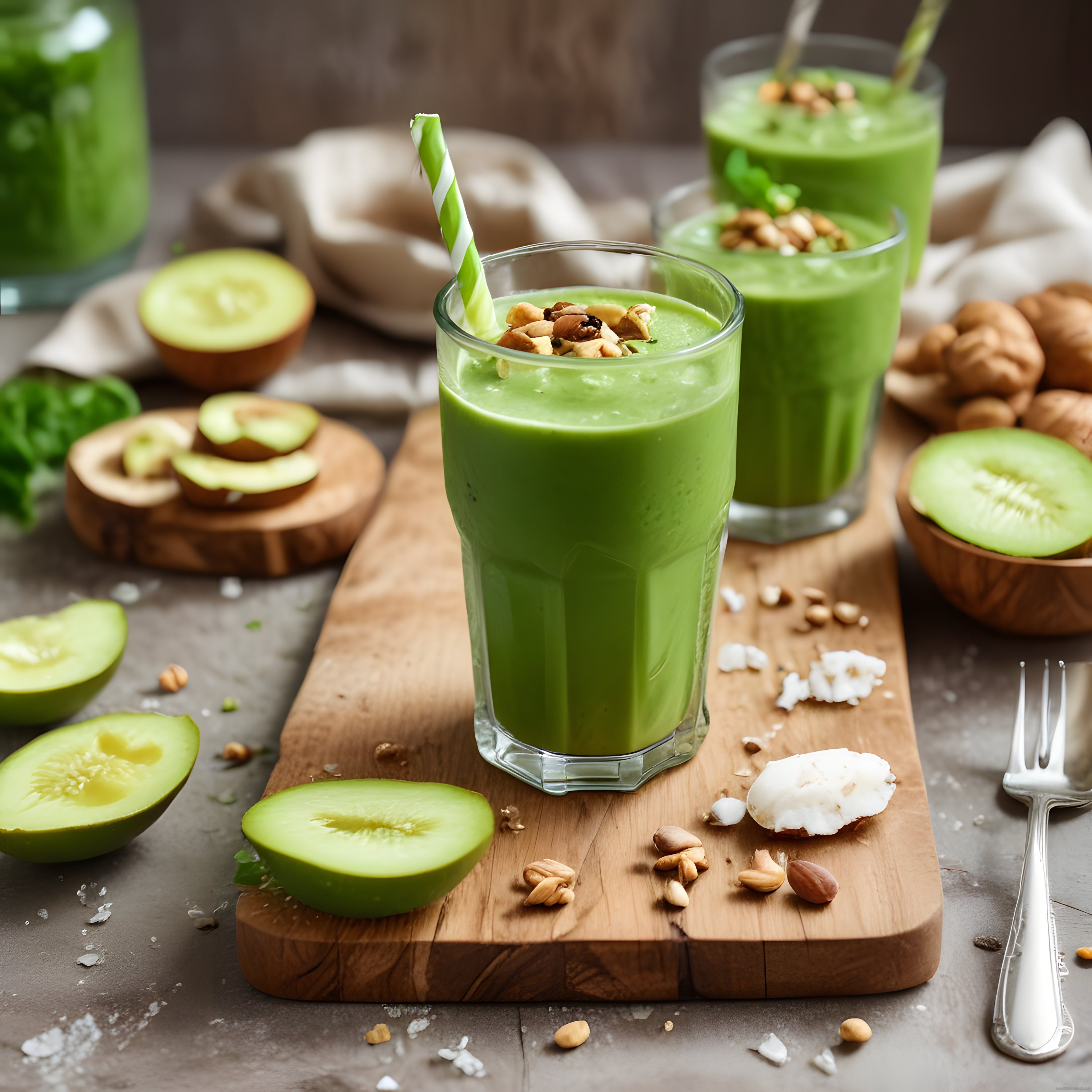 Doğal Avokado Kivi ve Ispanaklı Ferahlatıcı Yeşil Smoothie İçecek Tarifi