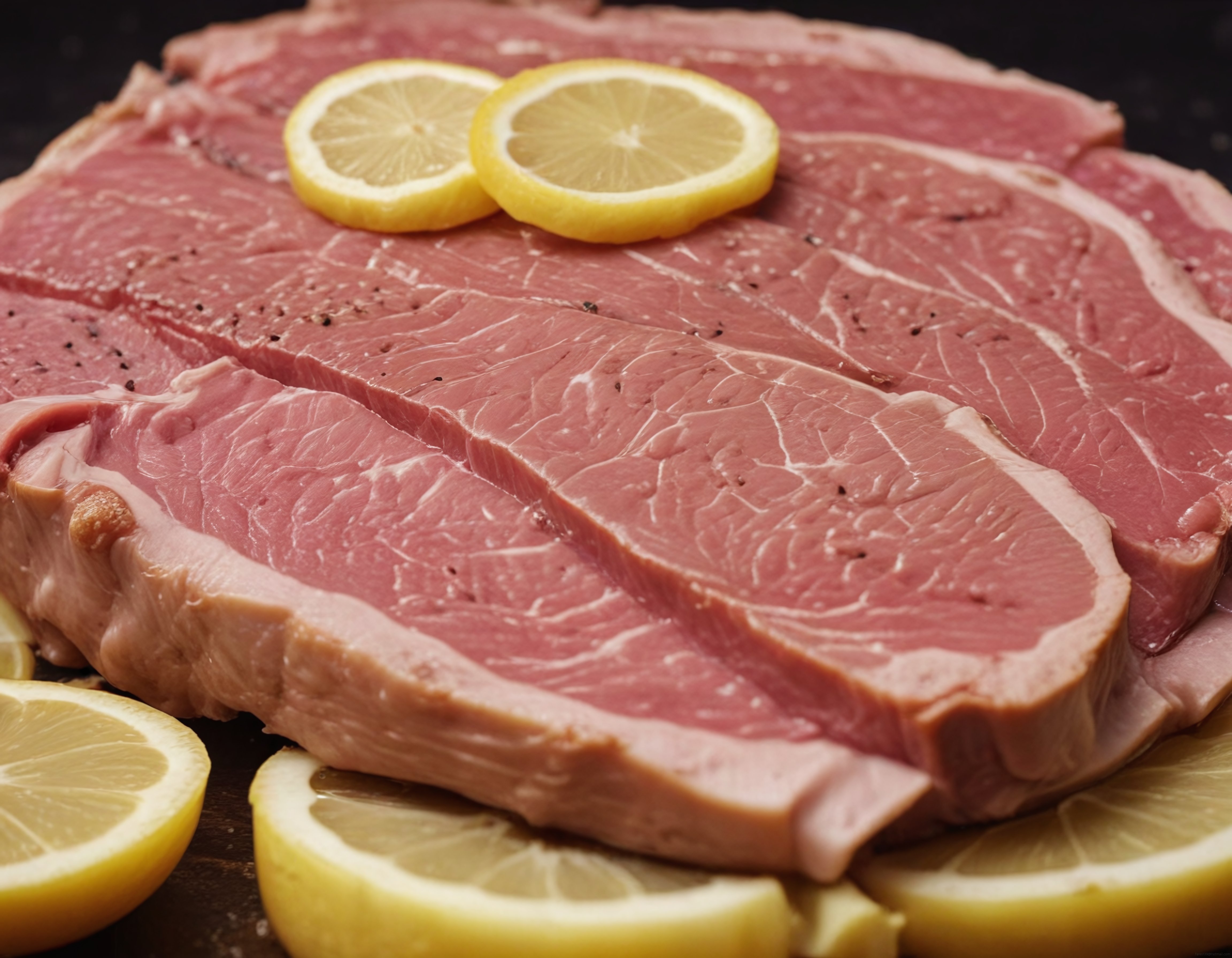 Doğal Dana Füme ve Jambon Dilimleri Üzerine Serilmiş Taze Limon ve Baharat