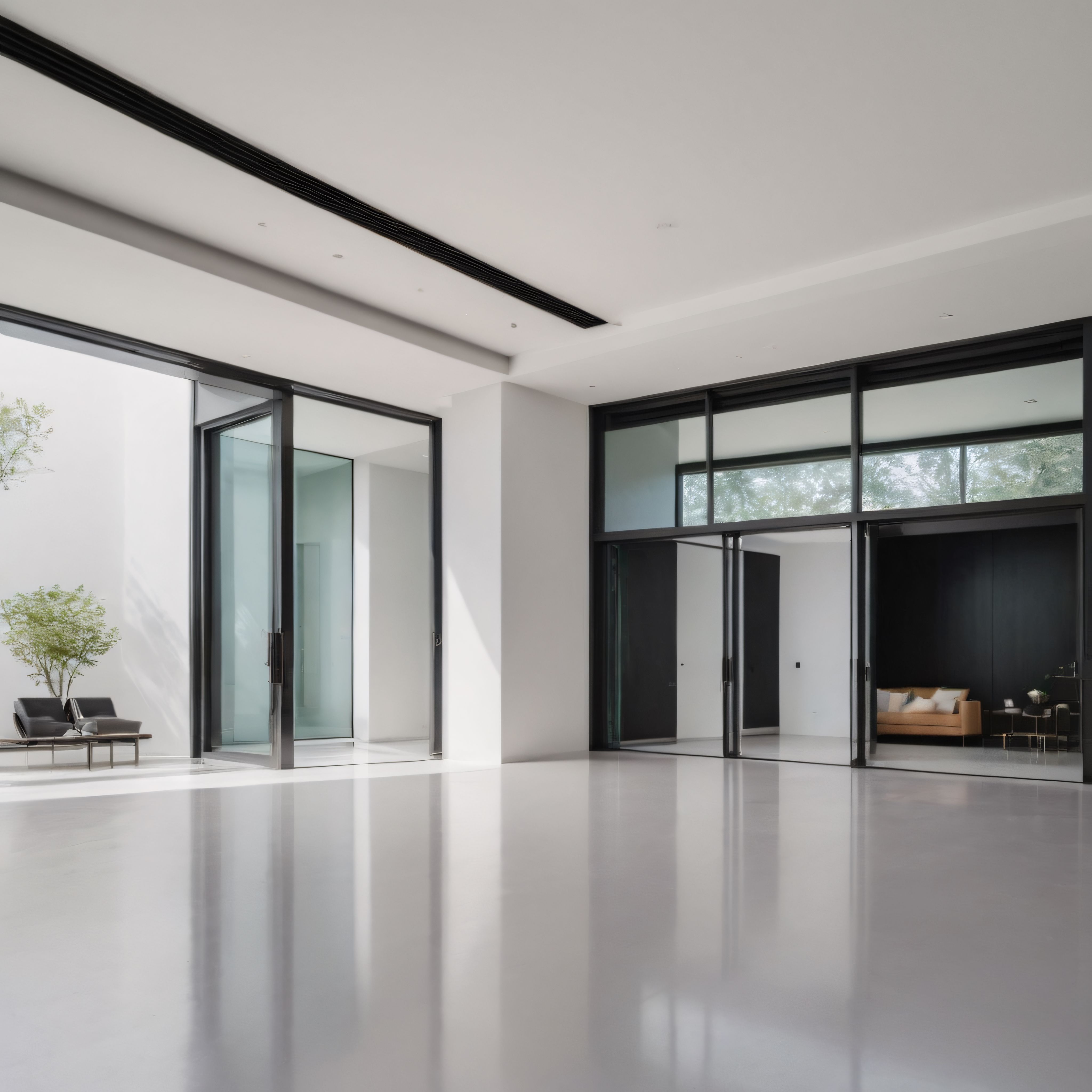 Doğal Işığı Maksimize Eden Modern Cam Cepheli Minimalist İç Mekan