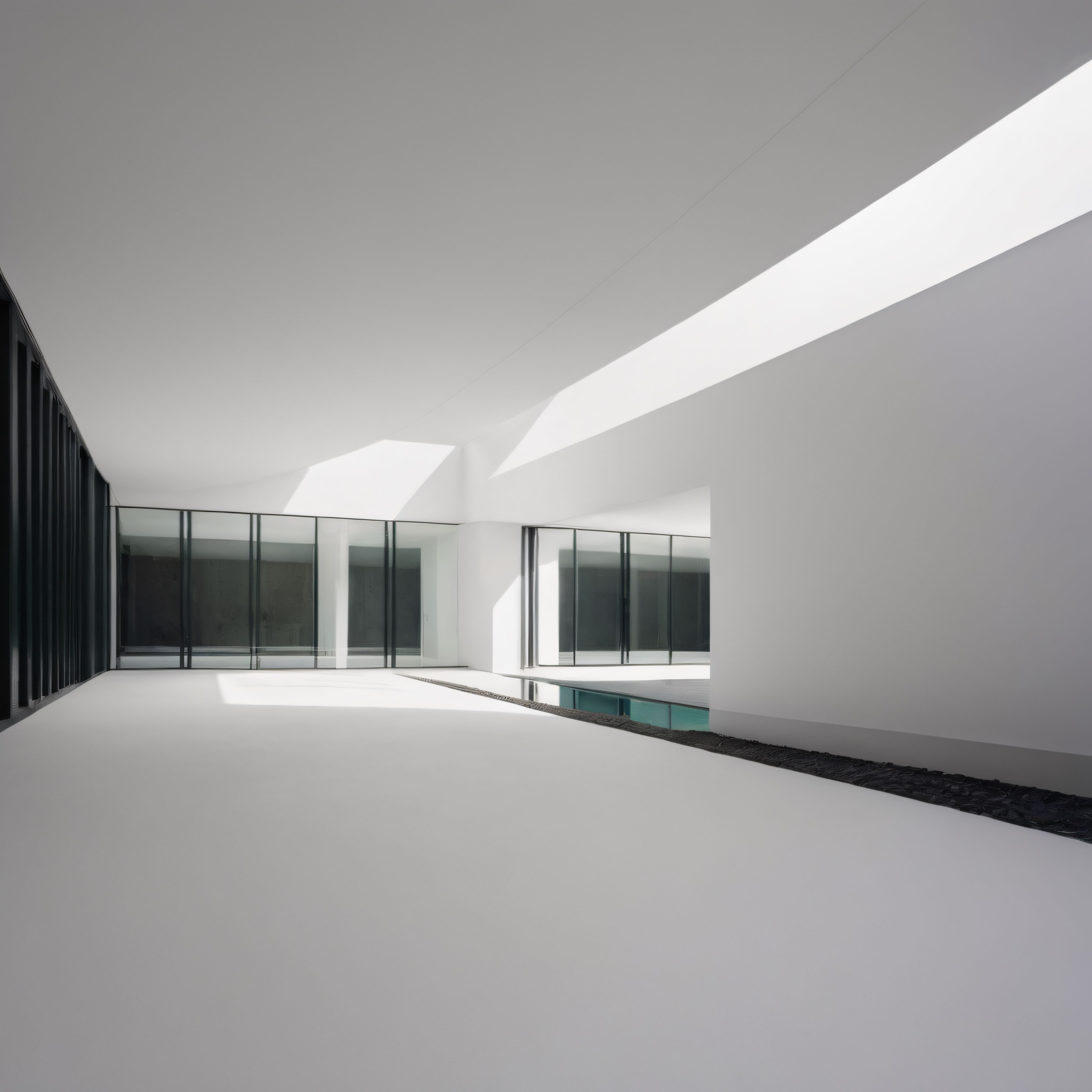 Doğal Işığın Dans Ettiği Minimalist Beyaz Mimari İç Mekan ve Sessiz Atmosfer