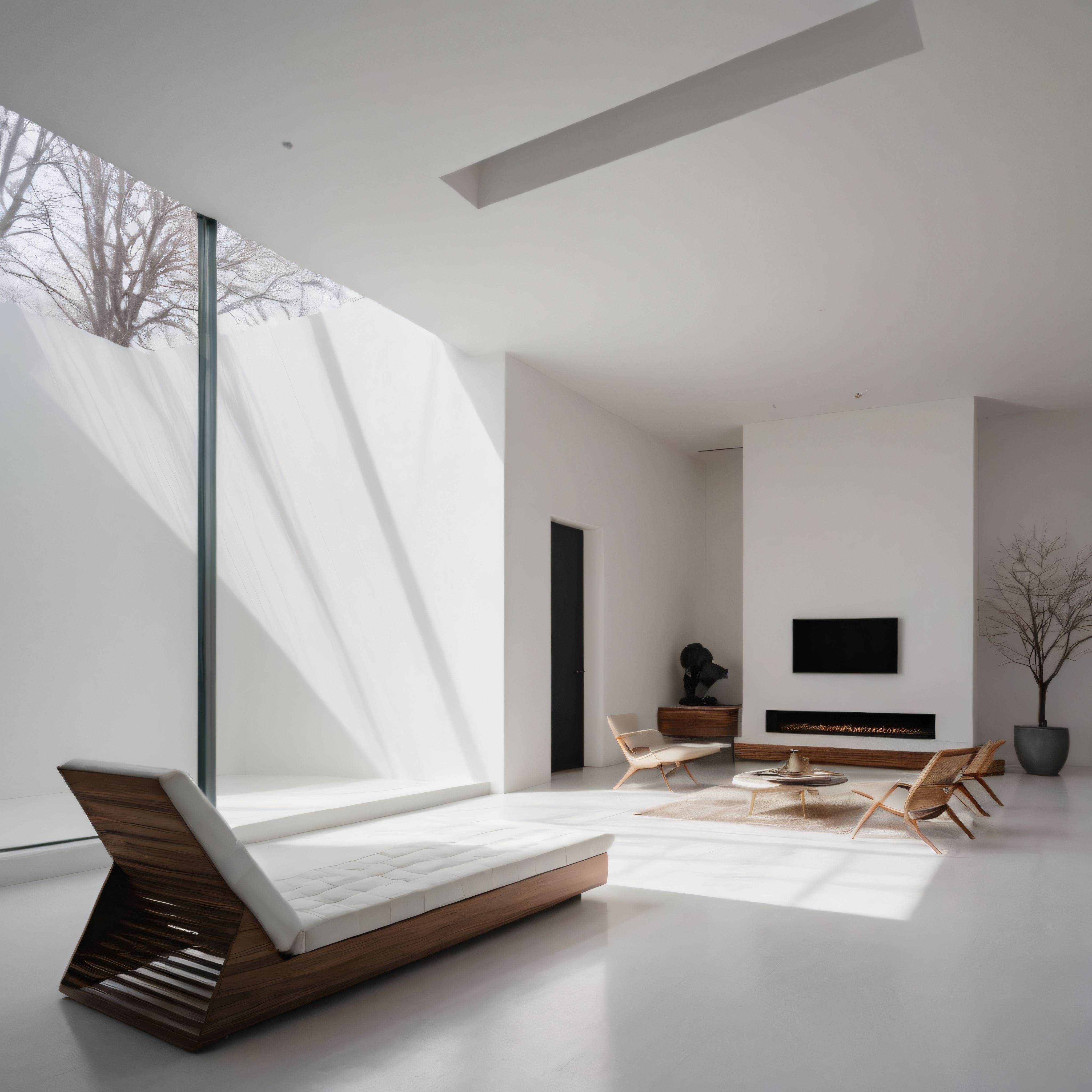 Doğal Işık ve Ahşap Detaylarla Buluşan Minimalist Lüks Salon Tasarımı