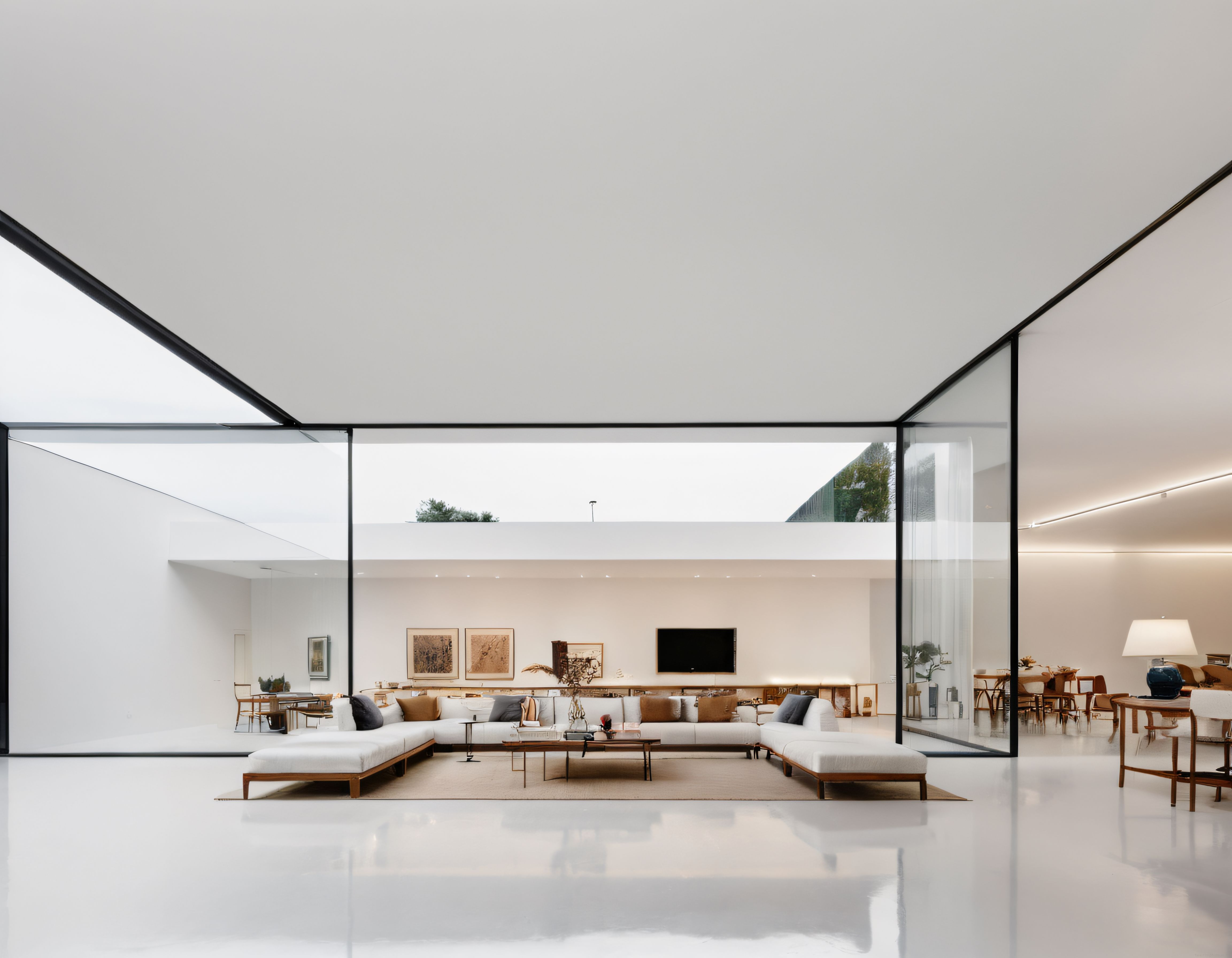 Doğal Işıkla Aydınlanan Geniş ve Modern Villa İç Mekan Dekorasyonu