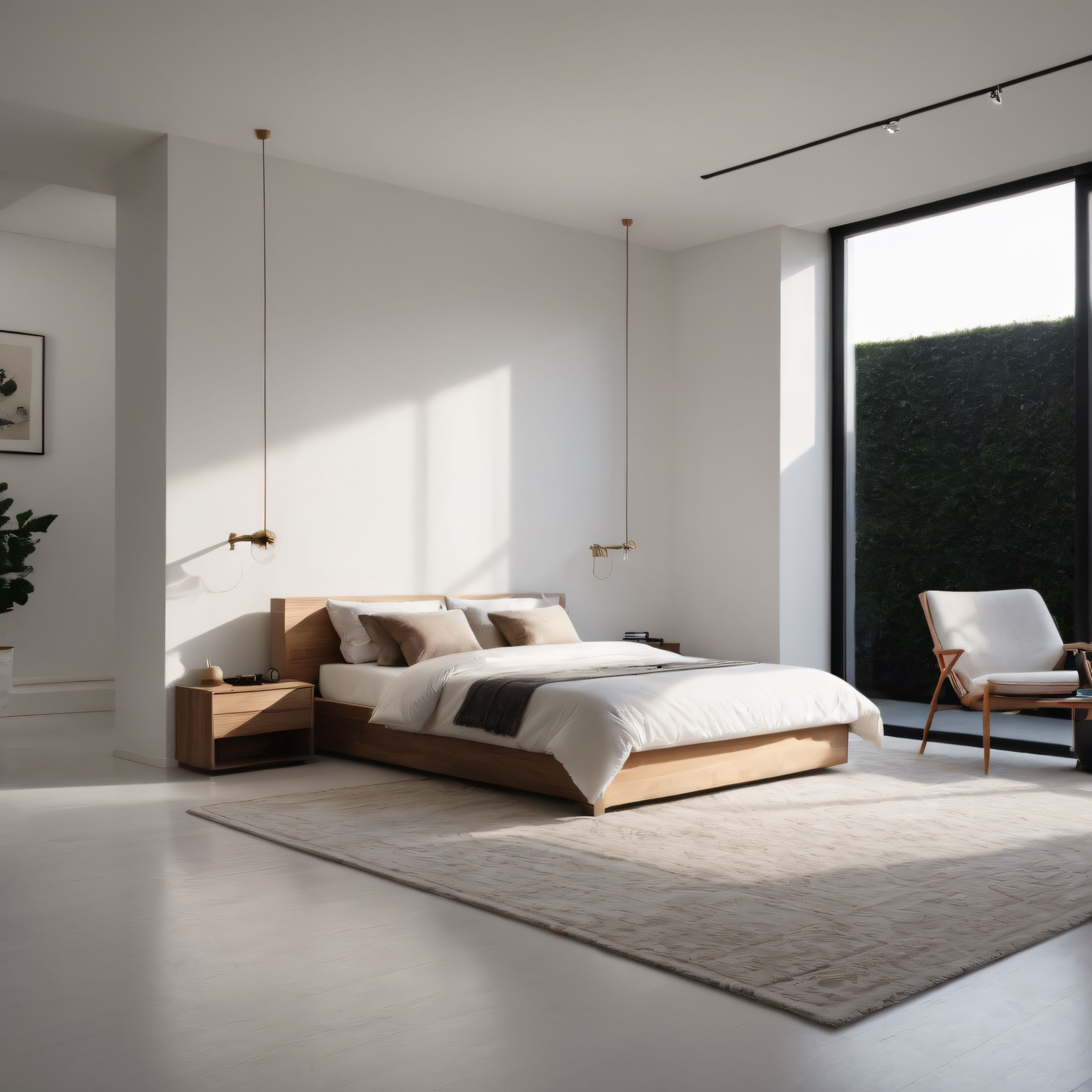 Doğal Işıkla Aydınlanan Minimalist Ahşap Detaylı Modern Yatak Odası
