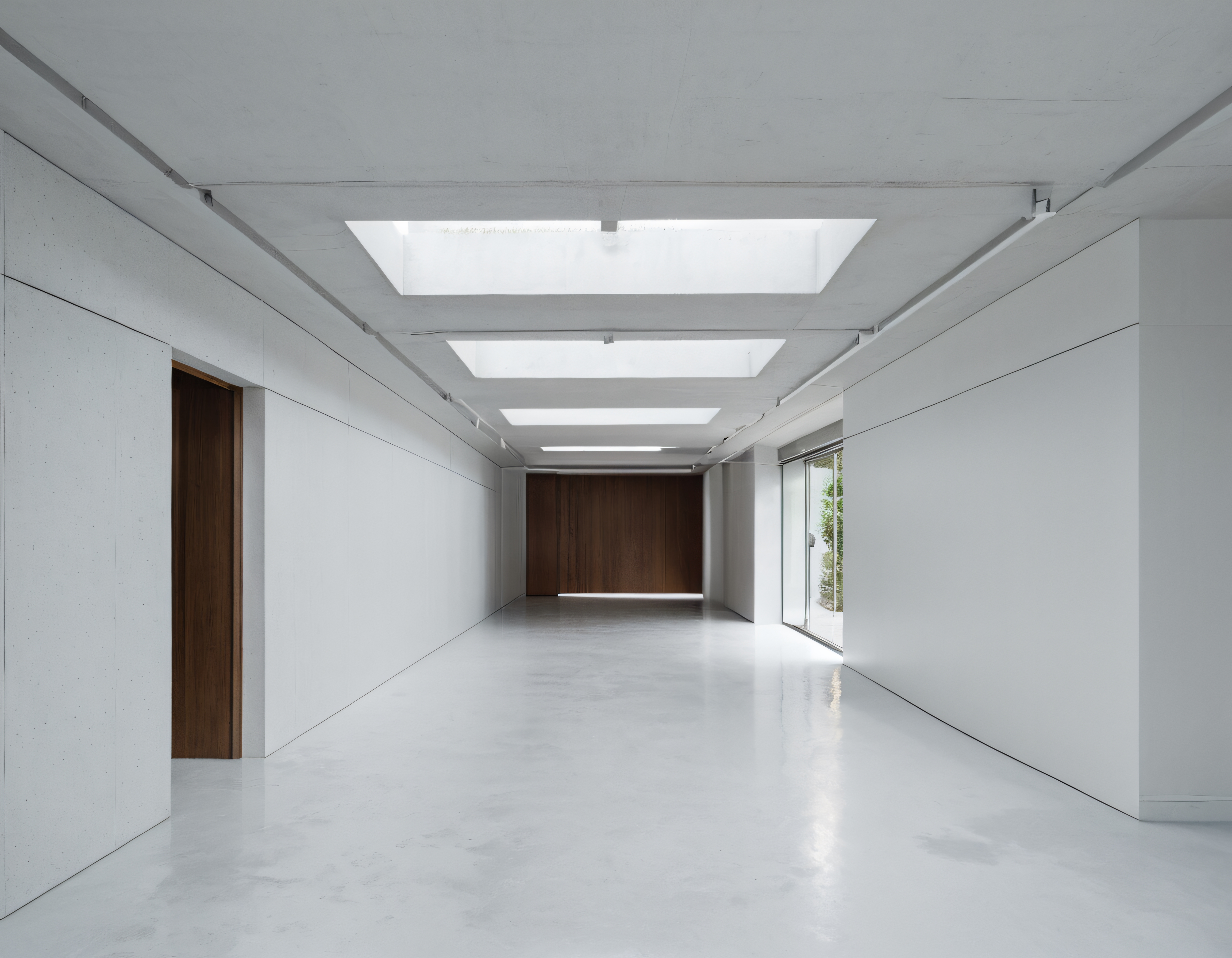 Doğal Işıkla Aydınlanan Minimalist Beyaz Koridor ve Modern Mimari Detaylar