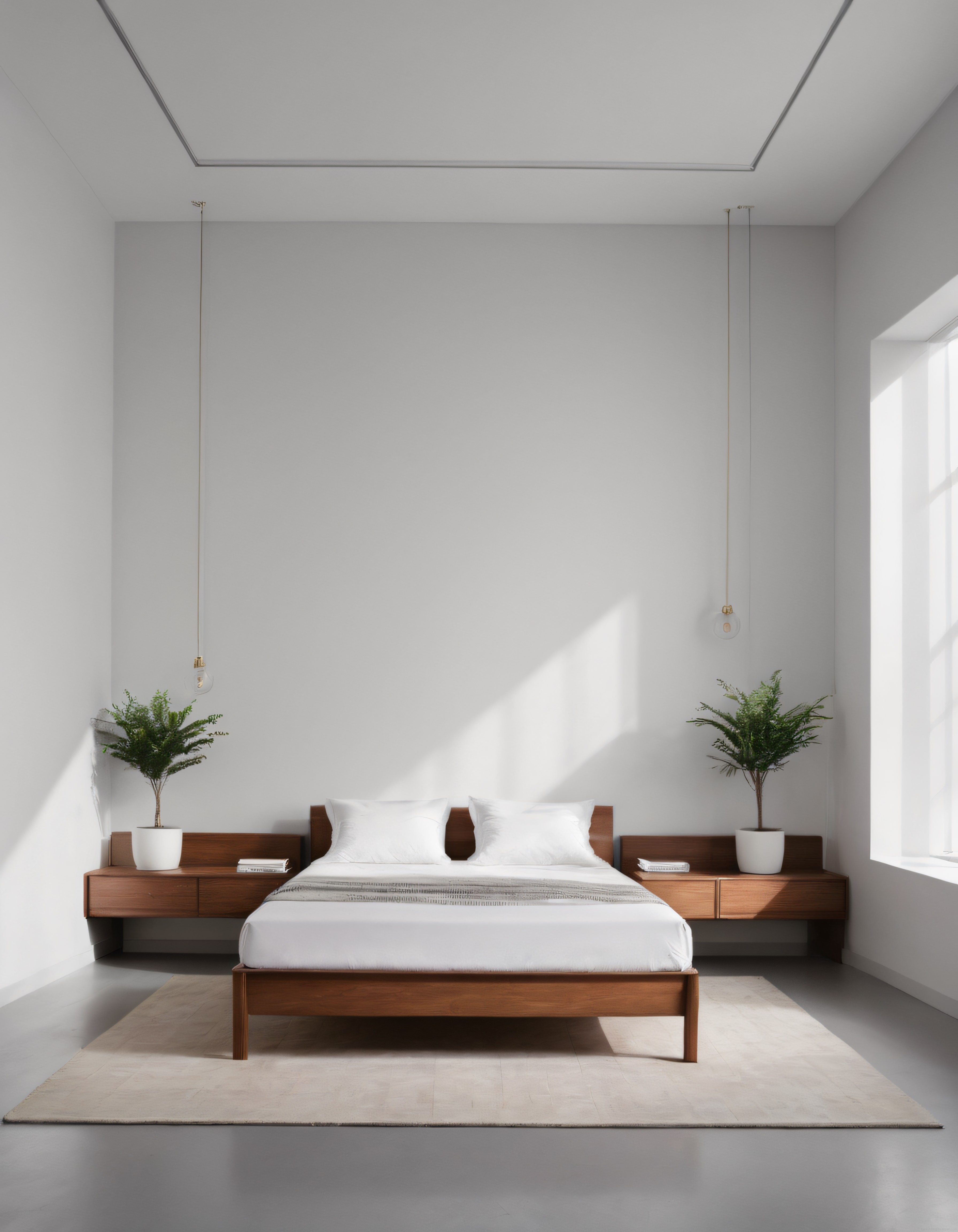 Doğal Işıkla Aydınlanan Minimalist Yatak Odası ve Modern Ahşap Mobilya Tasarımı