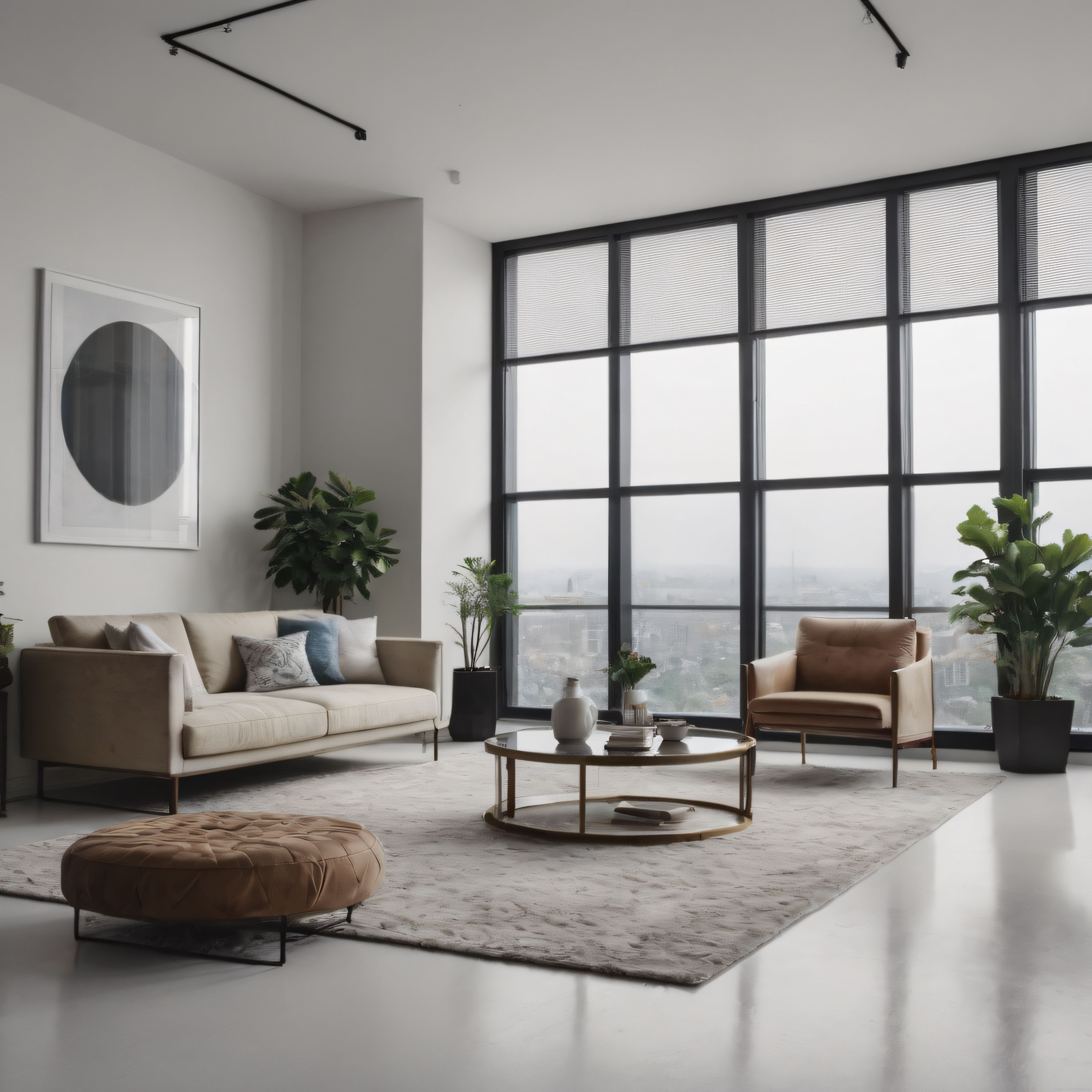 Doğal Işıkla Aydınlanan Modern Minimalist Salon Dekorasyonu ve İç Mekan Tasarımı