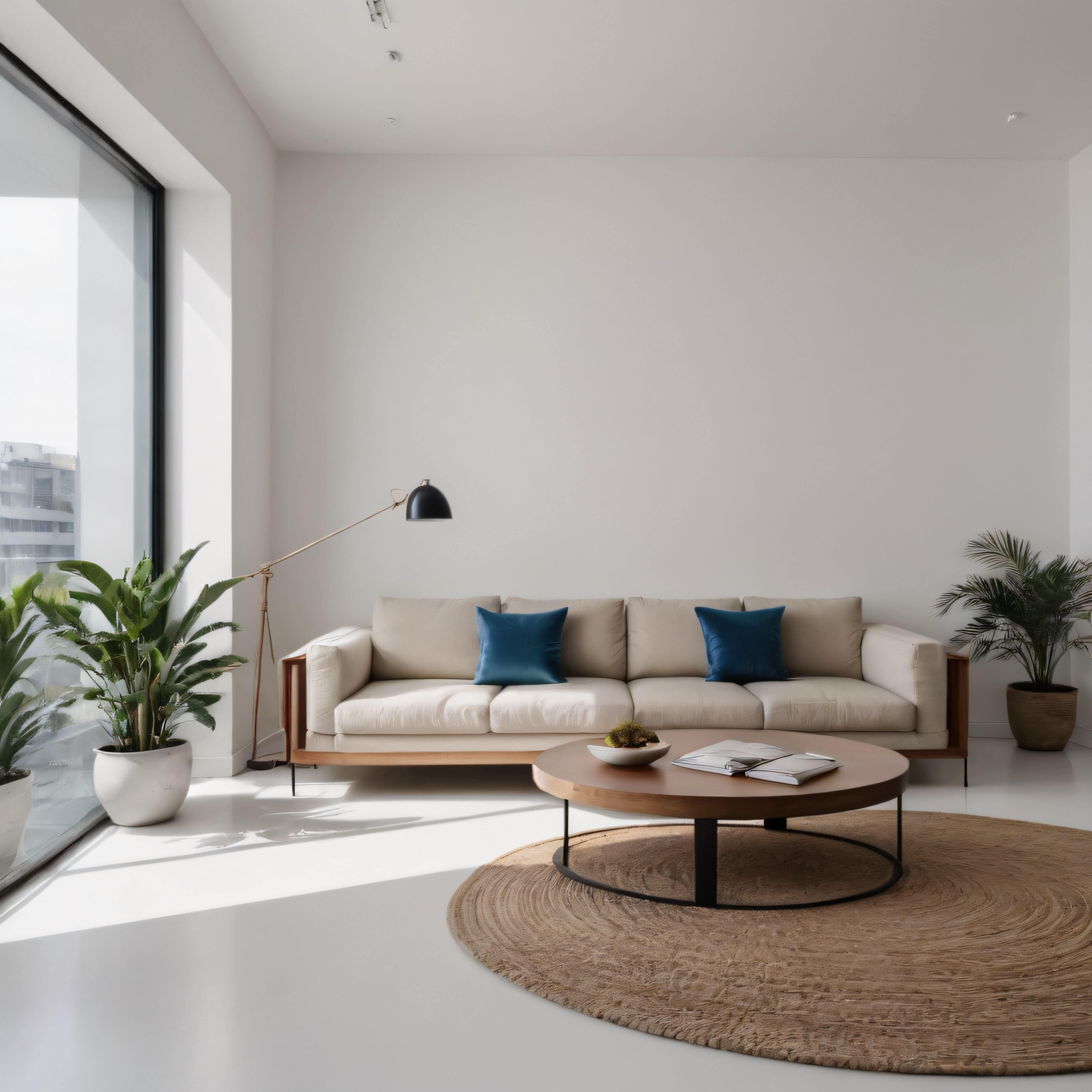 Doğal Işıkla Aydınlanan Modern ve Minimalist Salon Dekorasyonu