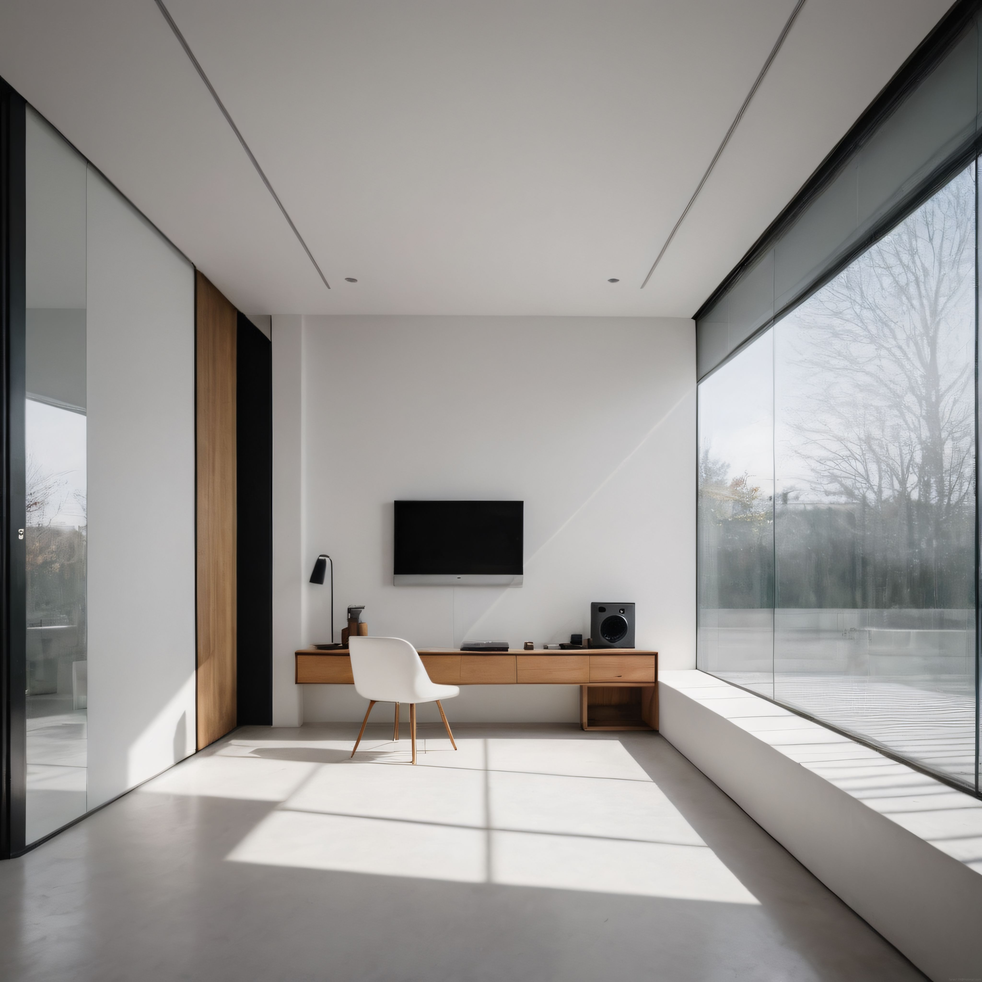 Doğal Işıkla Beslenen Minimalist Çalışma Odası ve Modern İç Mekan Tasarımı
