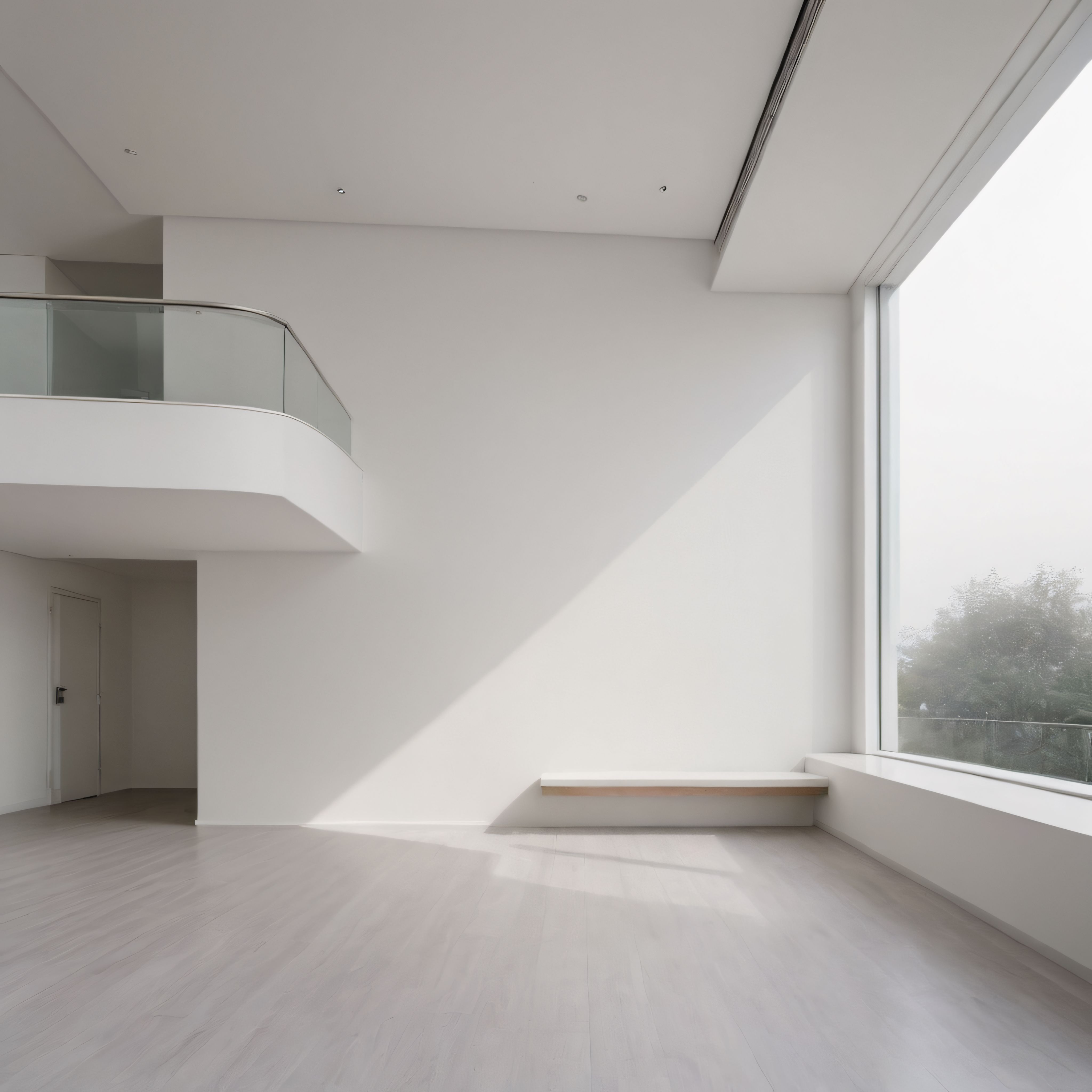 Doğal Işıkla Bütünleşen Beyaz Minimalist Çift Katlı Modern Villa İç Mekanı