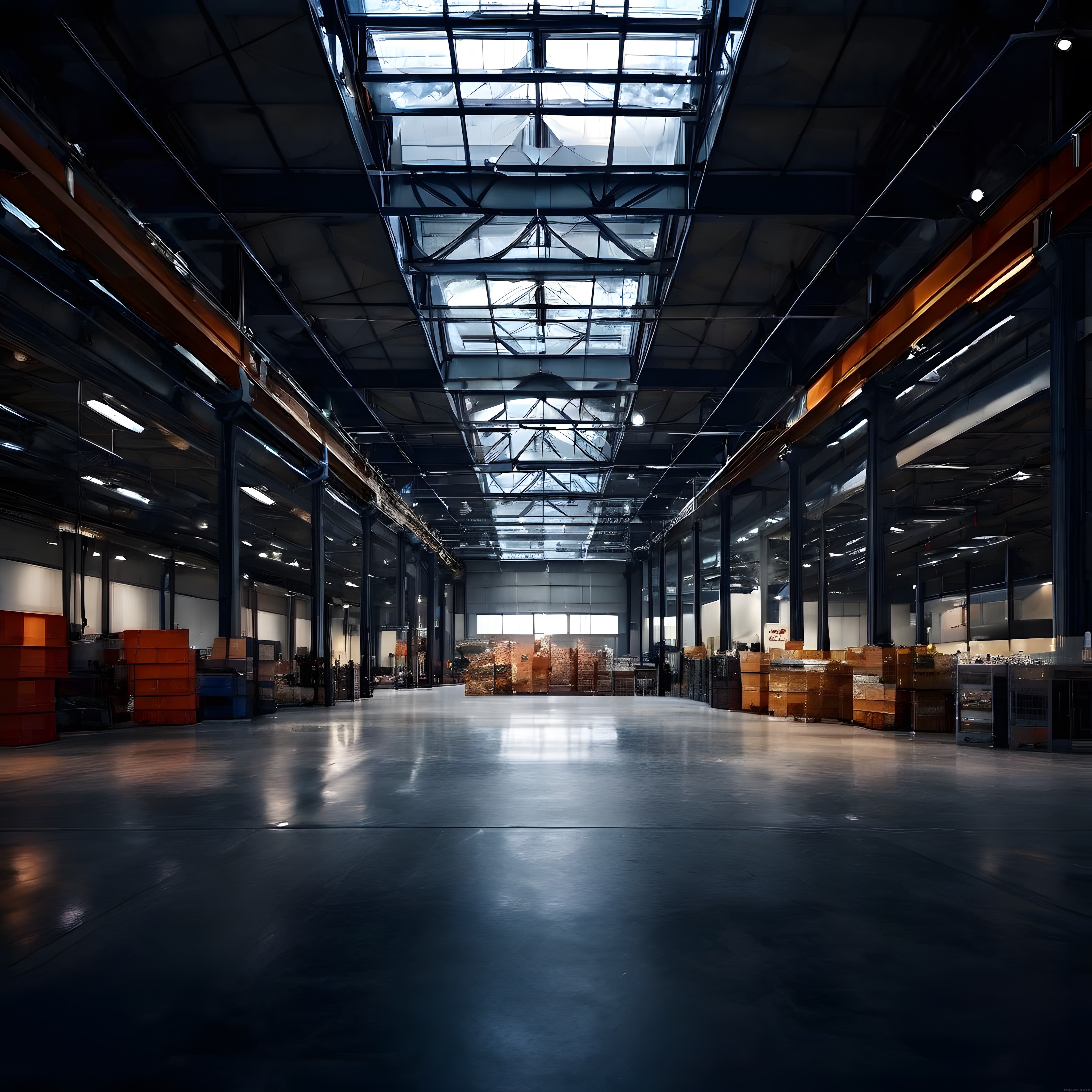 Doğal Işıklı Çelik Konstrüksiyon Fabrika İçi ve Endüstriyel Depo Zemin