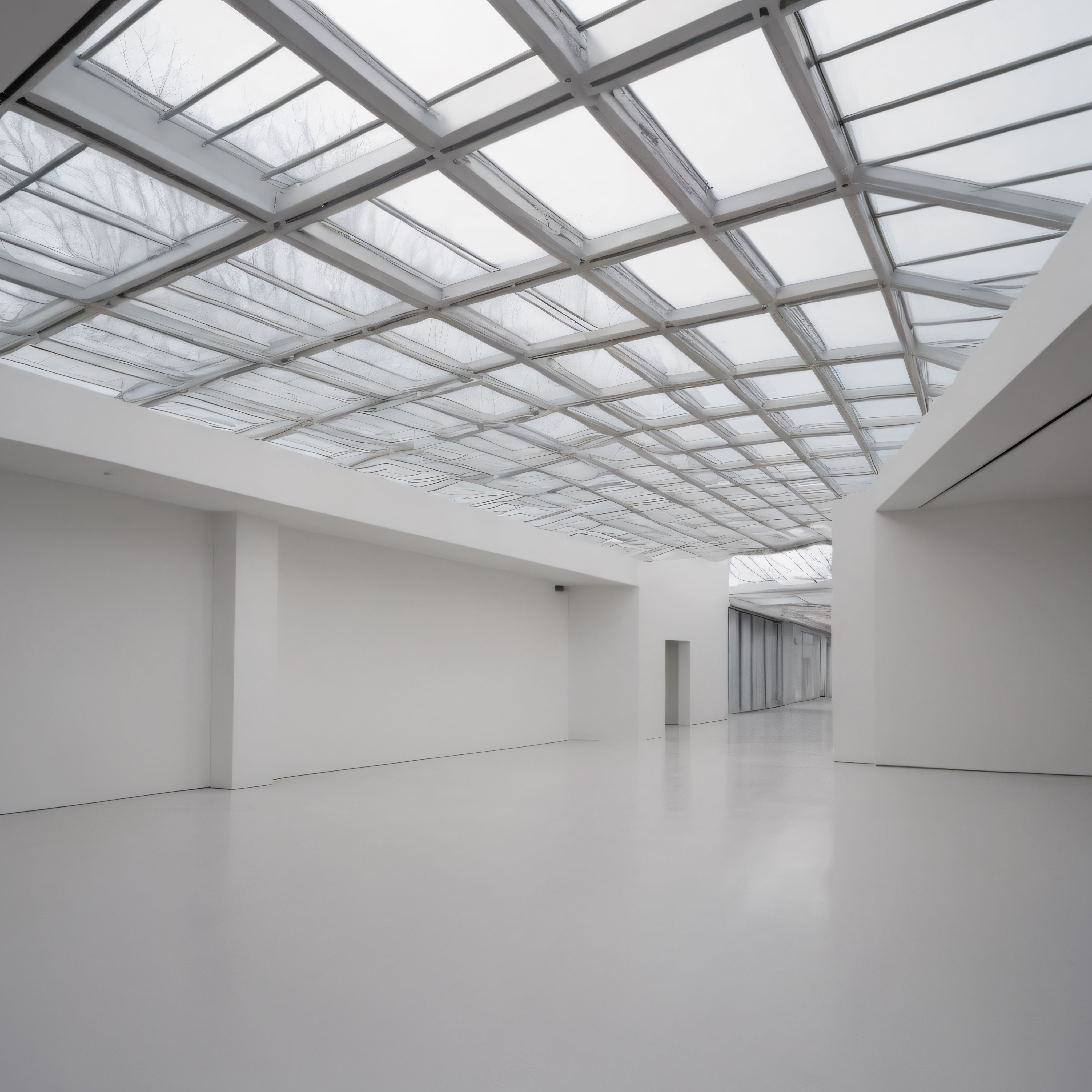 Doğal Işıklı Modern Sanat Galerisi İç Mekanı ve Minimalist Beyaz Mimari