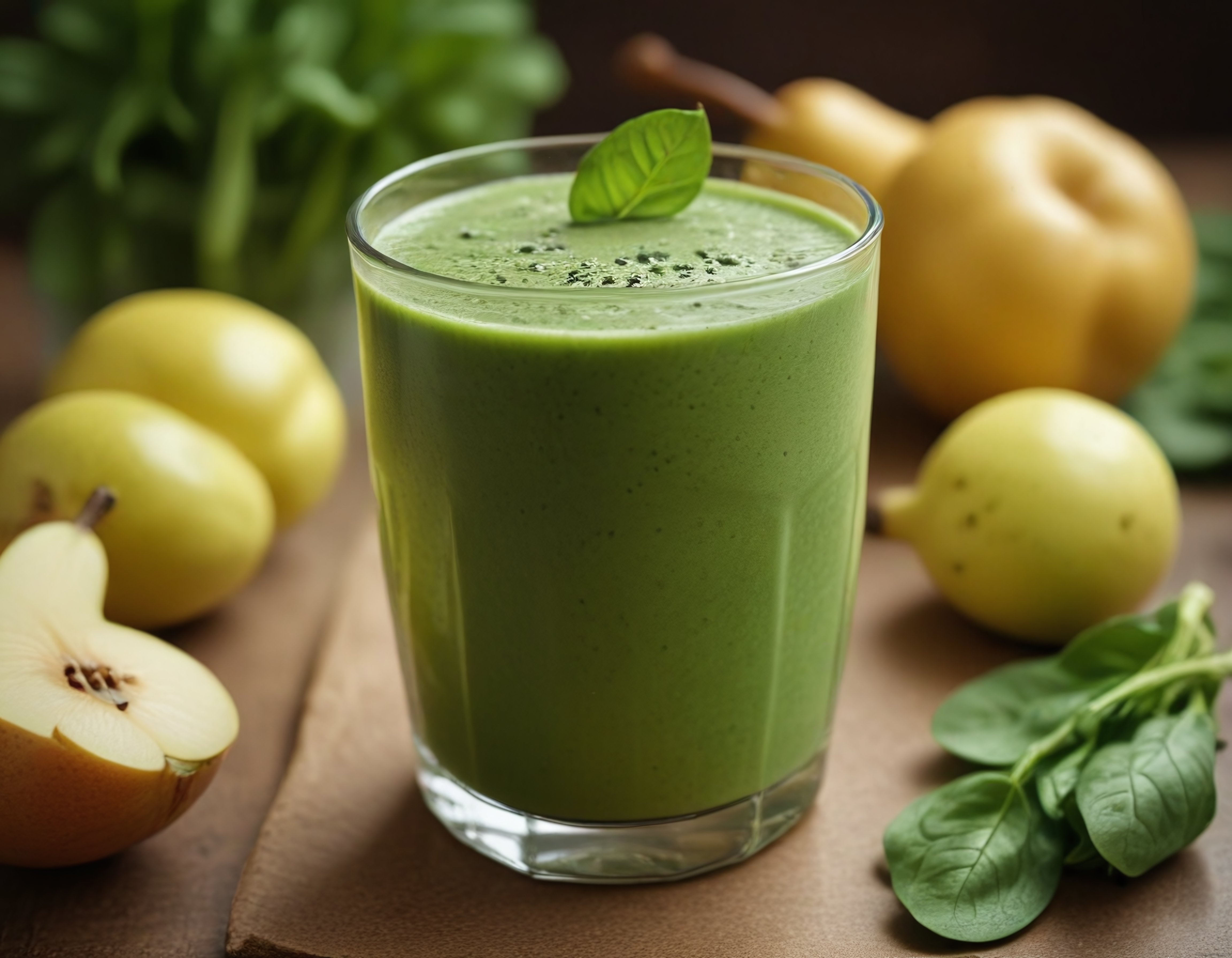 Doğal Ispanak Armut ve Fesleğenli Ferahlatıcı Yeşil Smoothie Tarifi