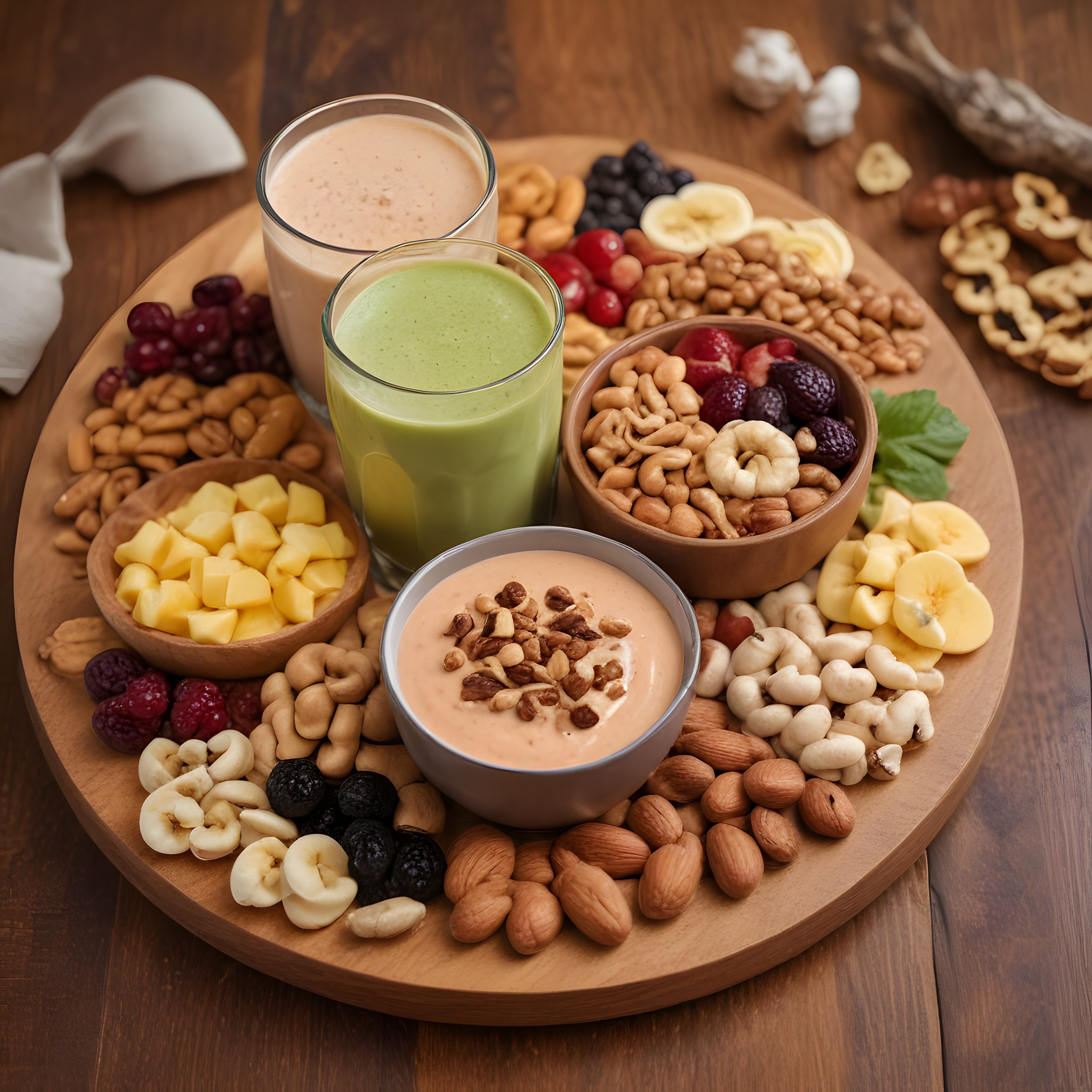 Doğal Meyve ve Kuruyemişli Sağlıklı Smoothie Bowl Kahvaltı Tabağı