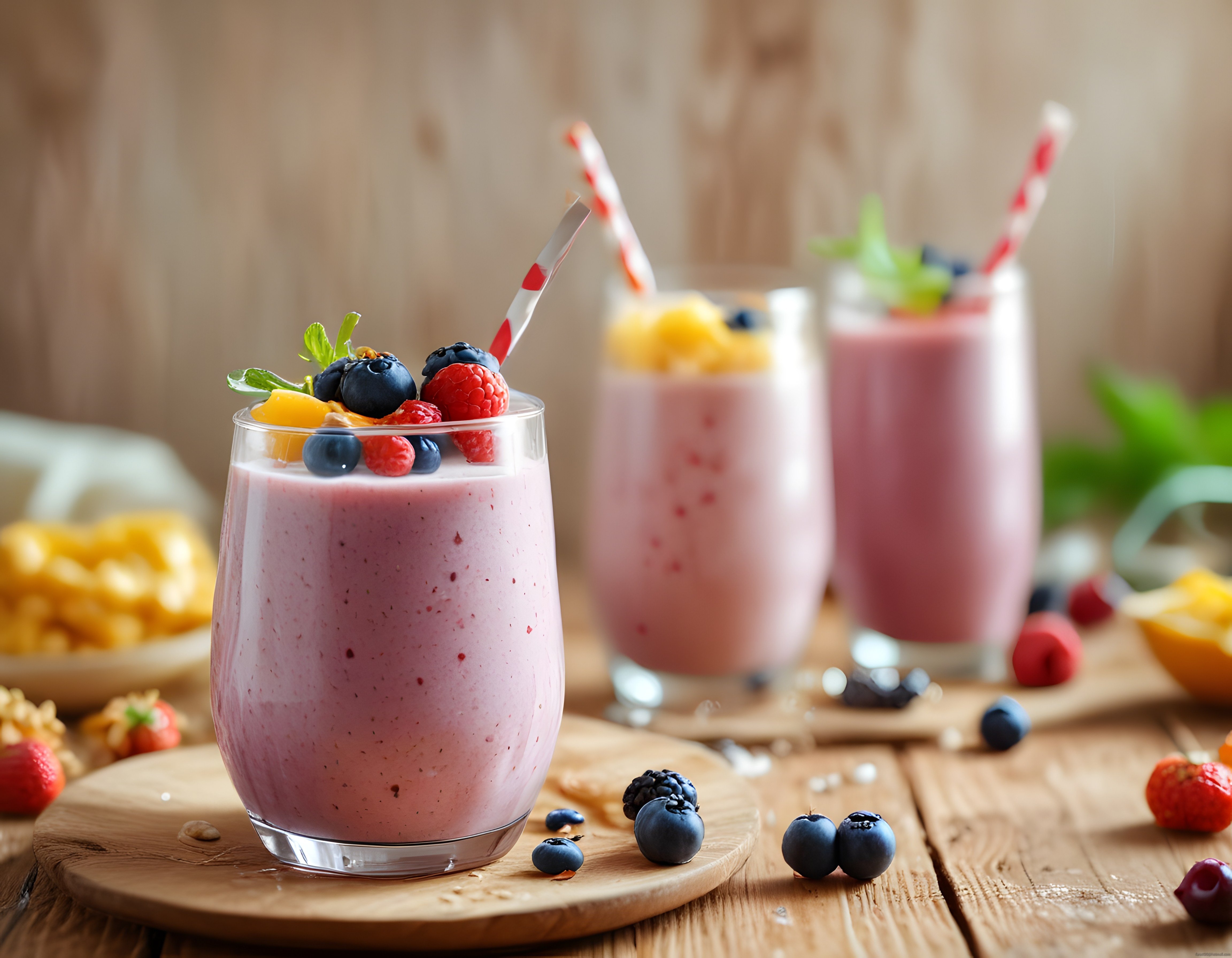 Doğal Meyveli Smoothie: Yaban Mersini, Ahududu ve Mangolu Sağlıklı İçecek Tarifi