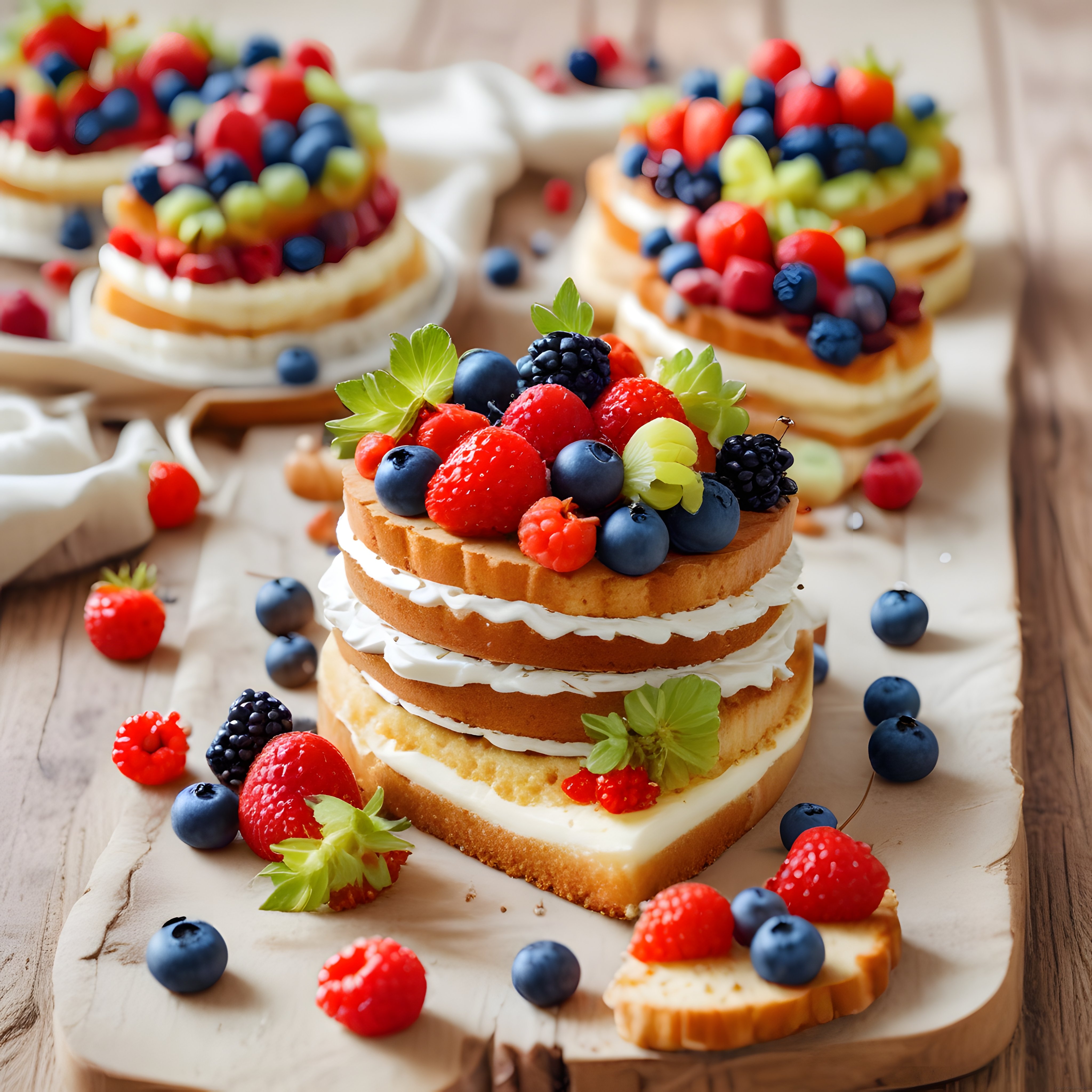 Doğal Orman Meyveleriyle Süslenmiş Katlı Naked Cake ve Tatlı Sunumu