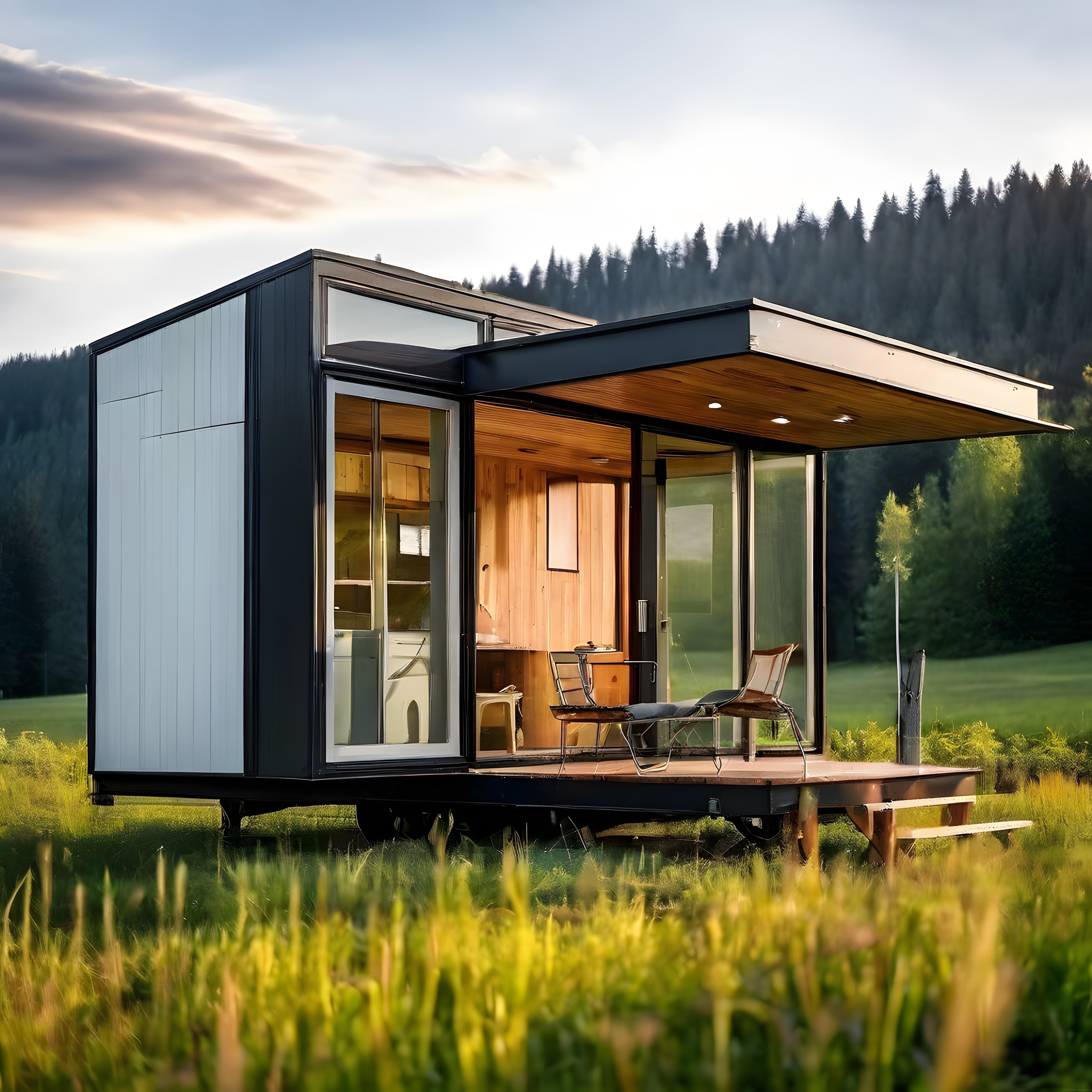 Doğanın İçinde Huzur Veren Şık Bir Tiny House: Modern Yaşam Alanı
