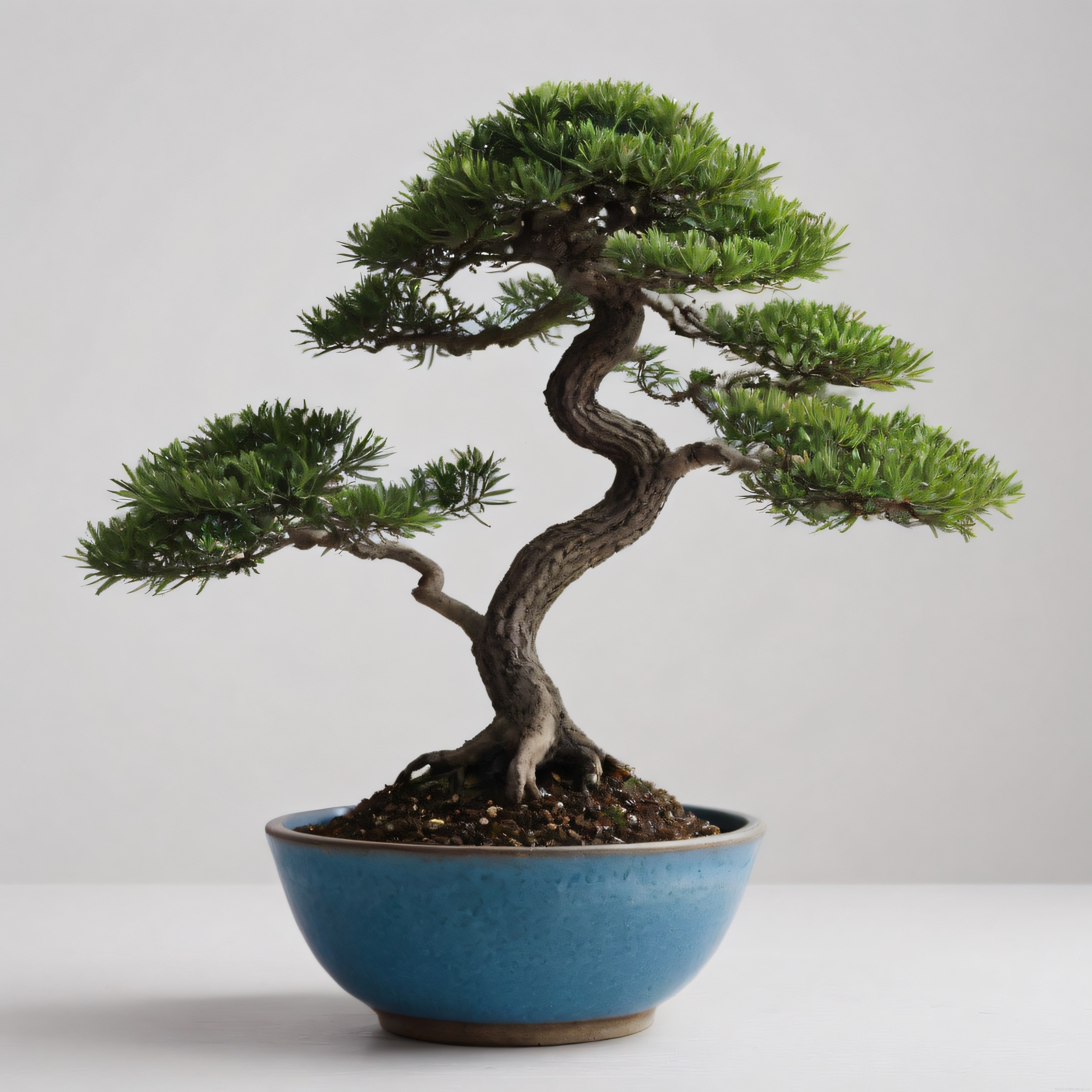 Doğanın Sabırla Şekillendirilmiş Hali: Yaşlı Bonsai ve Mavi Saksı