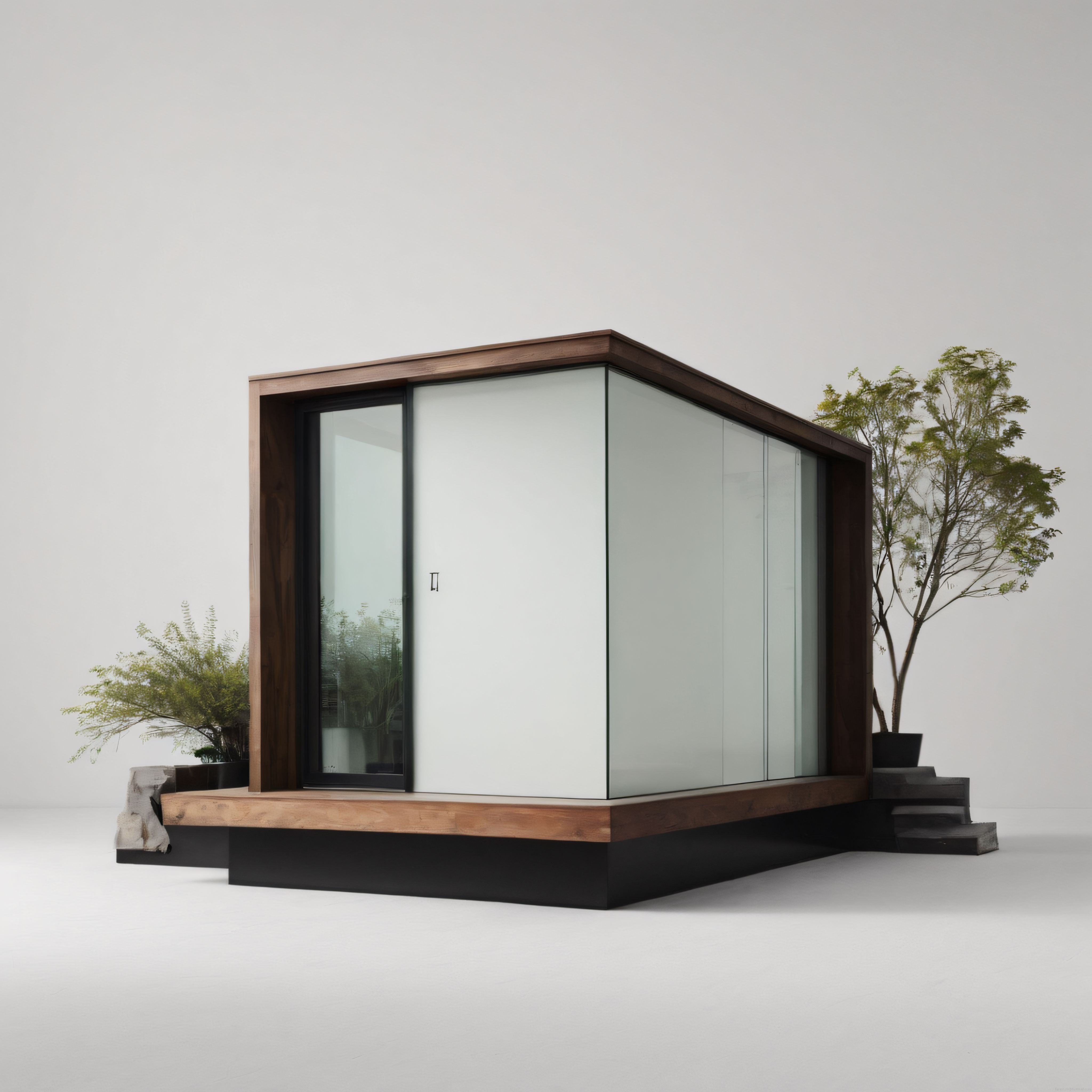 Doğayla Bütünleşen Cam Duvarlı Minimalist Ahşap Mikro Ev Tasarımı
