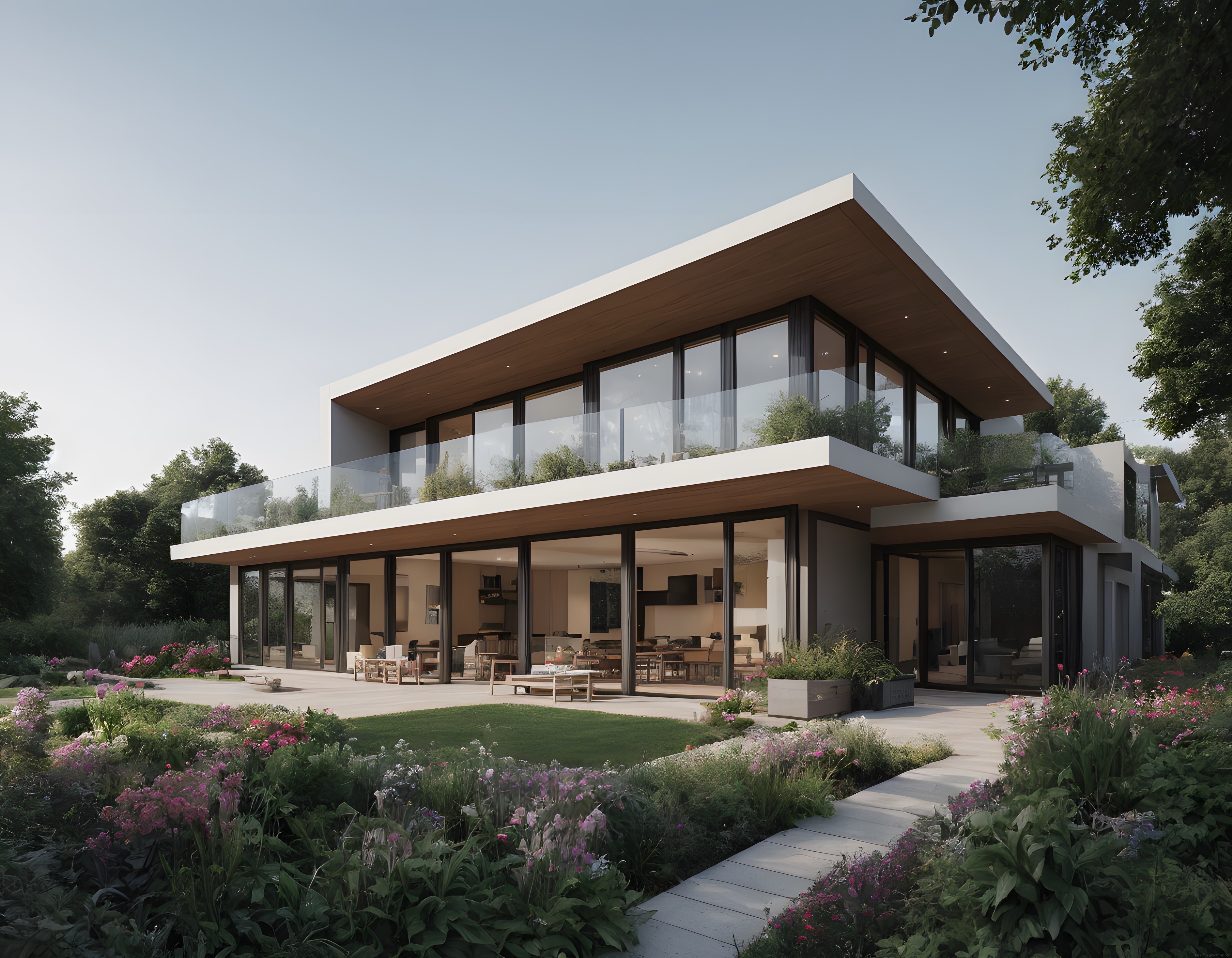 Doğayla Bütünleşen Cam ve Ahşap Detaylı Modern Lüks Villa Mimarisi