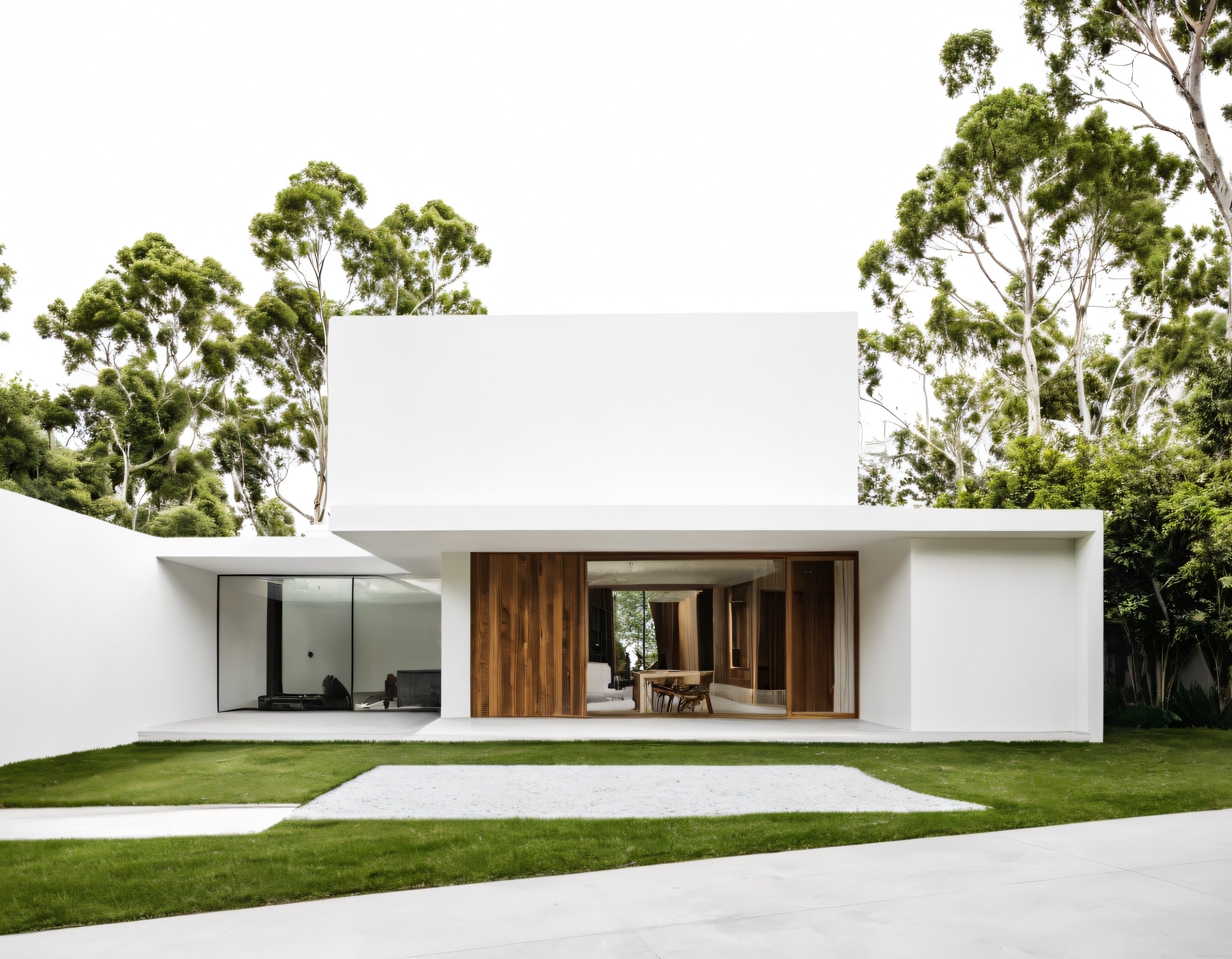 Doğayla Bütünleşen Çarpıcı Çizgileriyle Modern Beyaz Minimalist Villa Tasarımı
