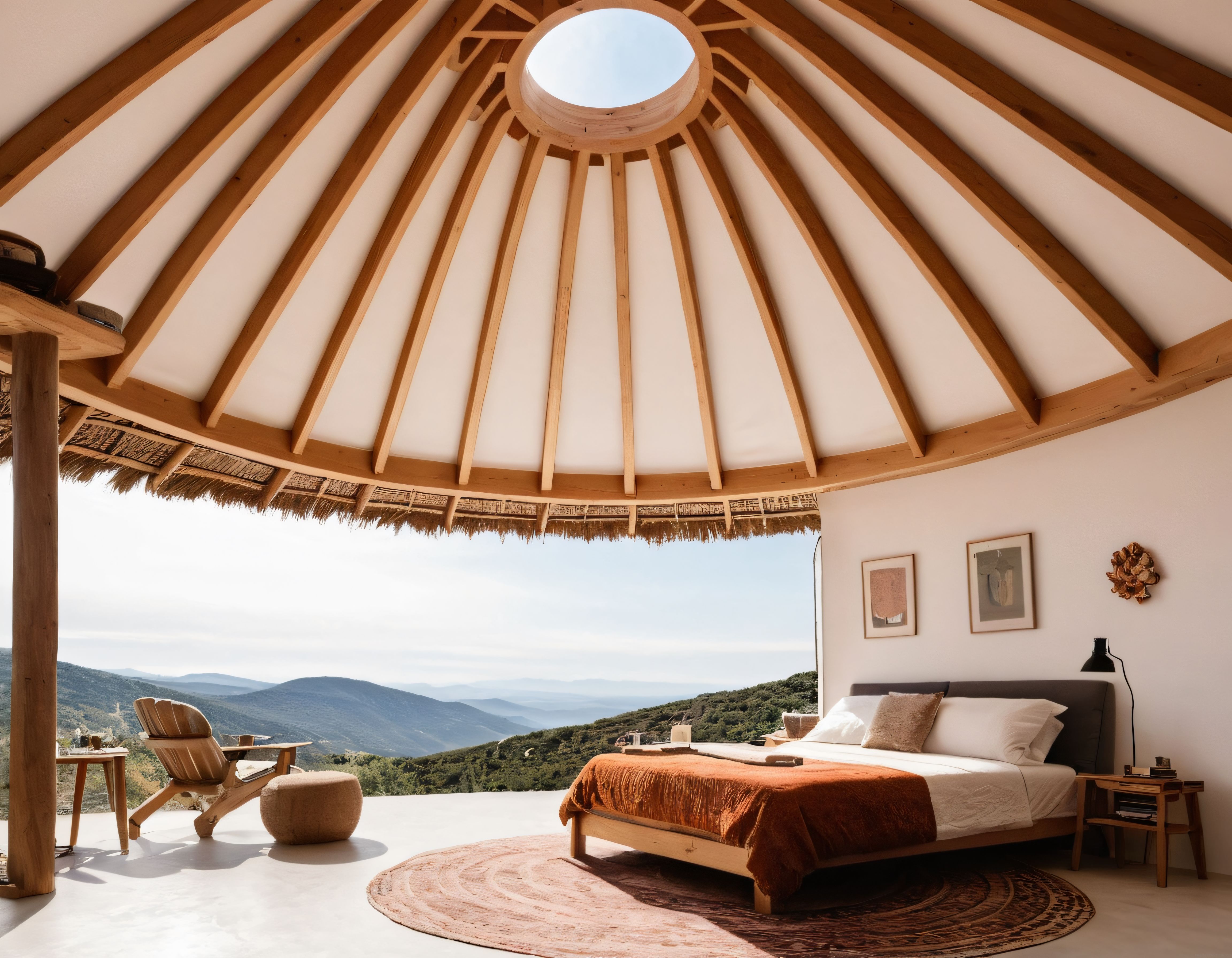Doğayla Bütünleşen Lüks Glamping Çadırı İç Mekanı ve Büyüleyici Dağ Manzarası