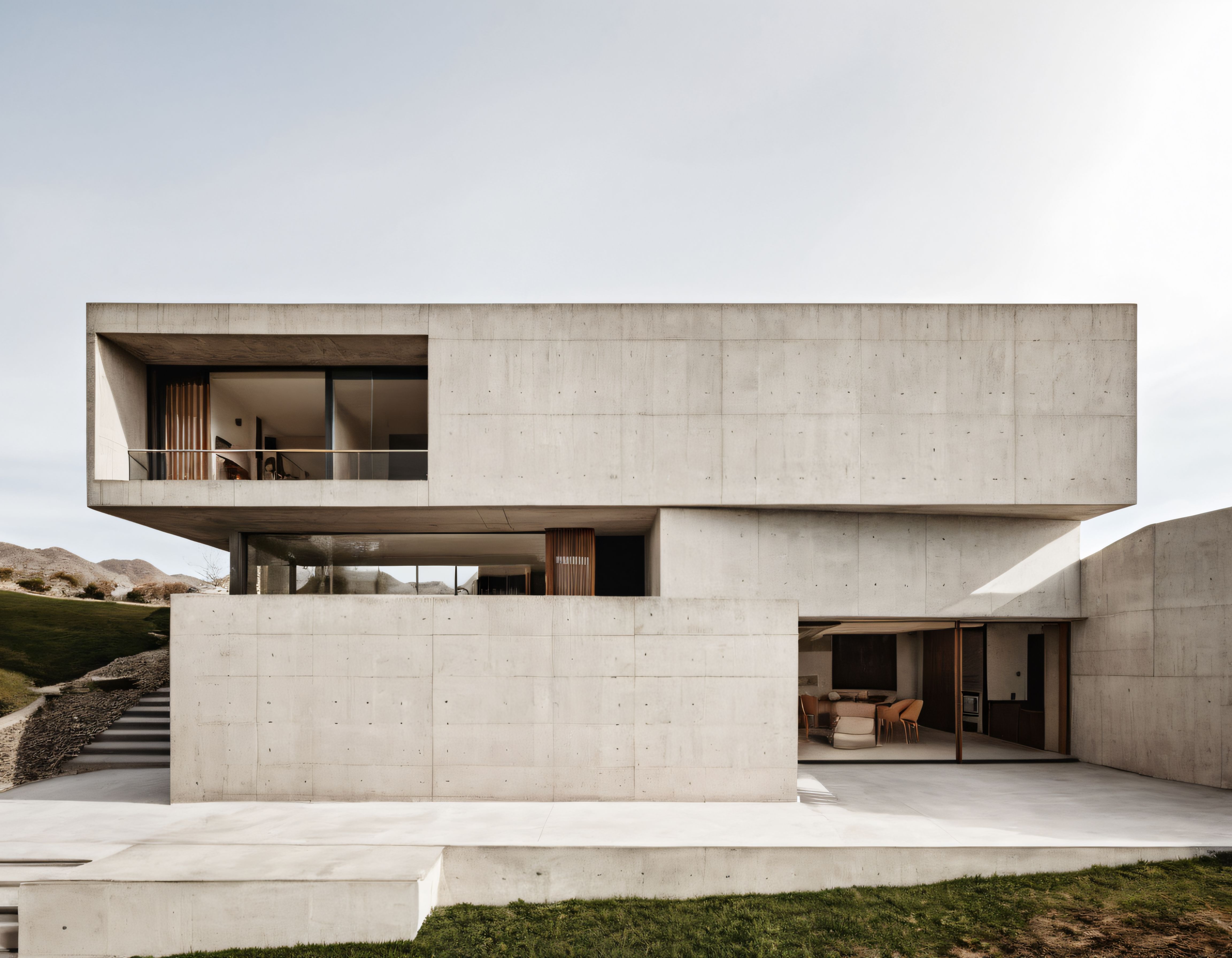 Doğayla Bütünleşen Modern Beton Villa: Minimalist Çizgiler ve Açık Mekanlar