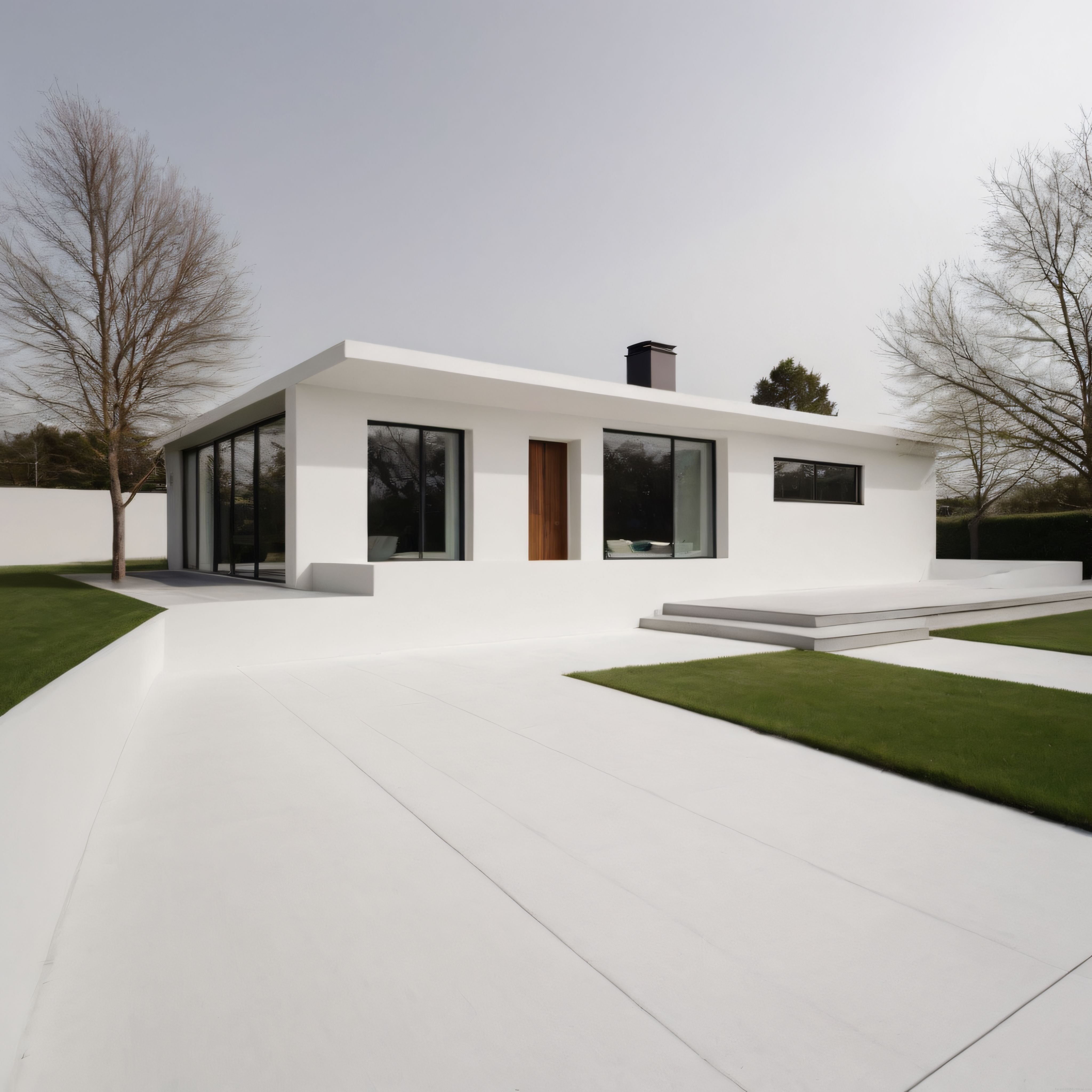 Doğayla Bütünleşen Modern Beyaz Villa ve Minimalist Peyzaj Tasarımı
