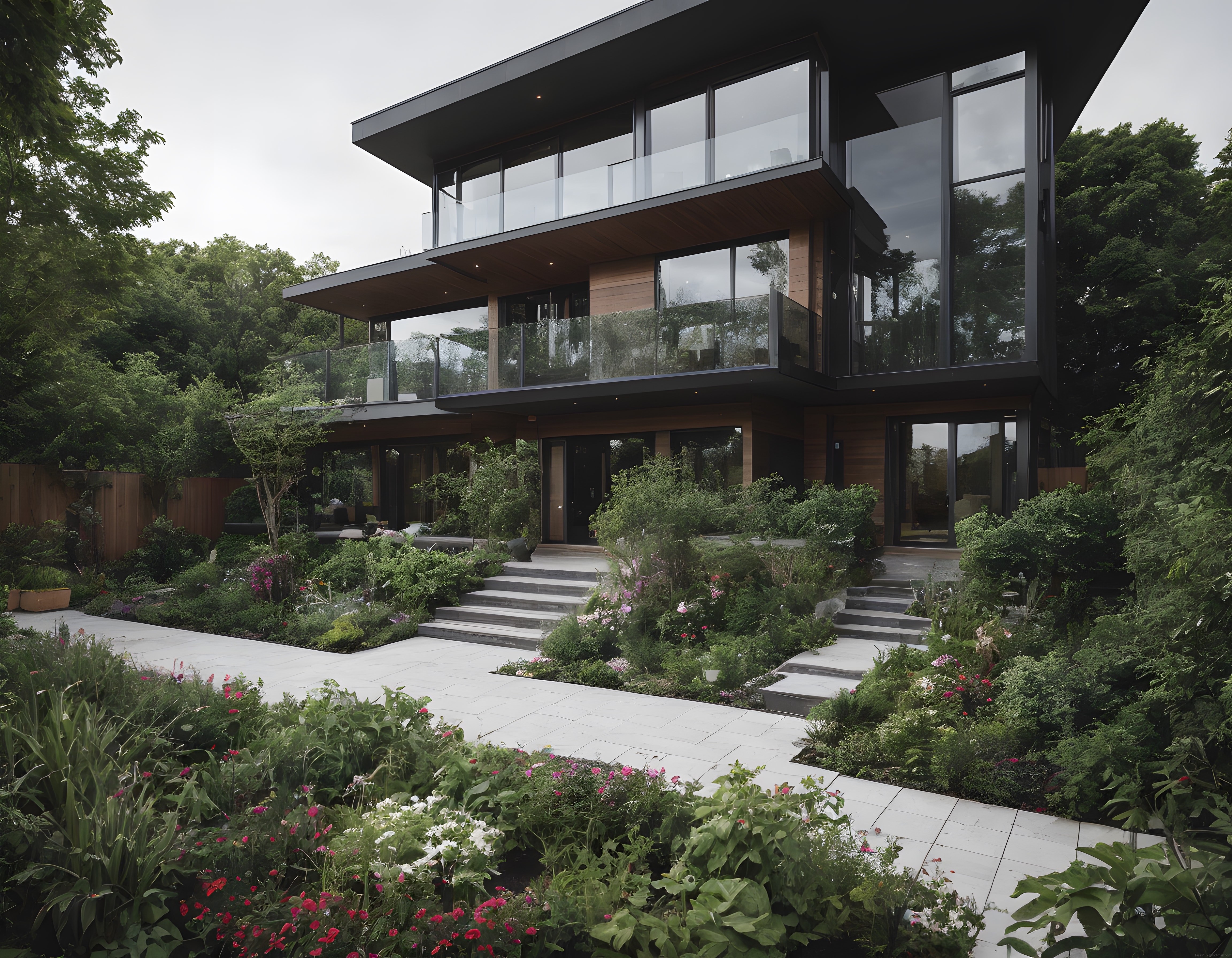 Doğayla bütünleşen modern lüks villa: cam, ahşap ve yeşilin etkileyici uyumu