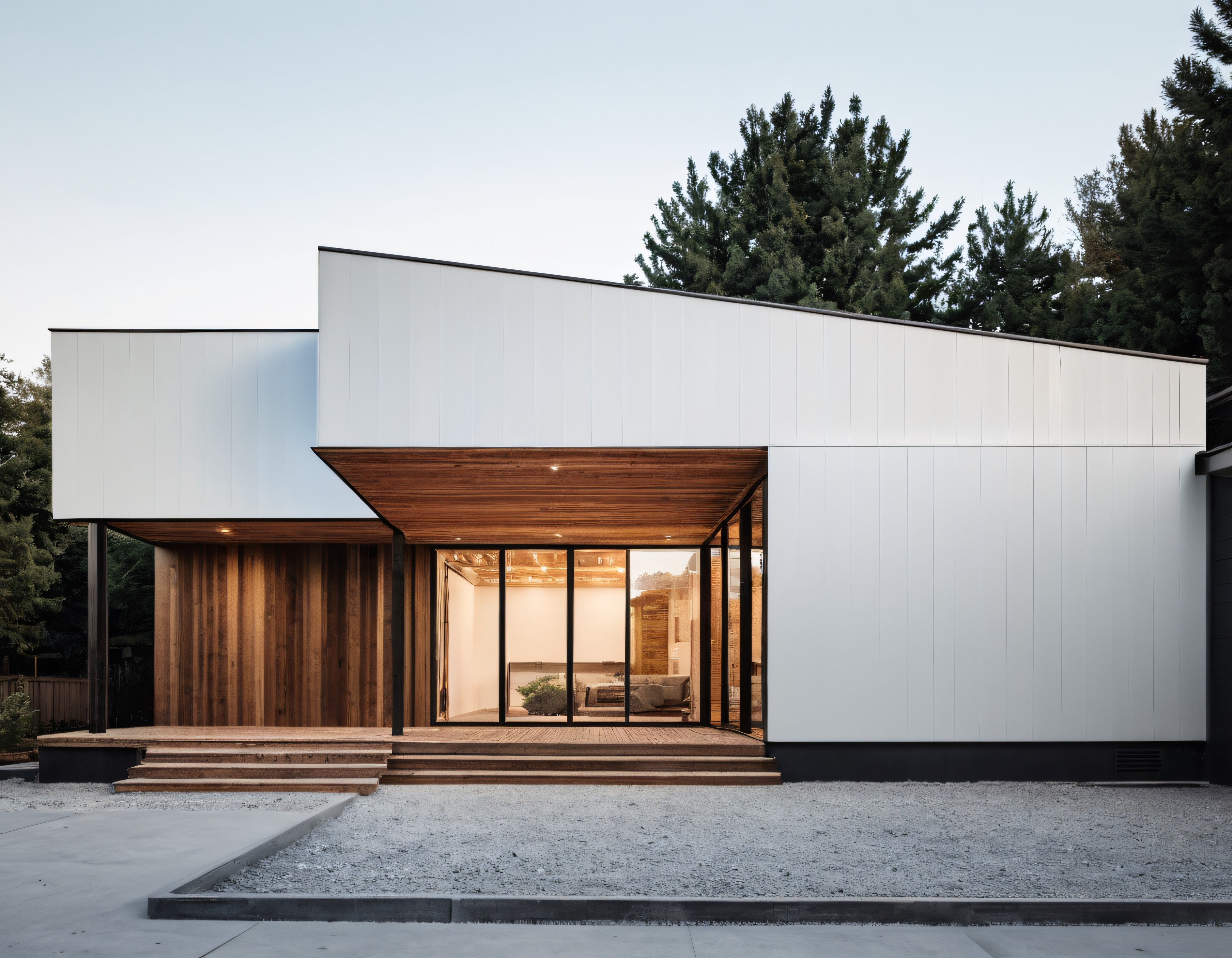 Doğayla Bütünleşen Modern Mimari: Minimalist Konut ve Geniş Cam Yüzeyler
