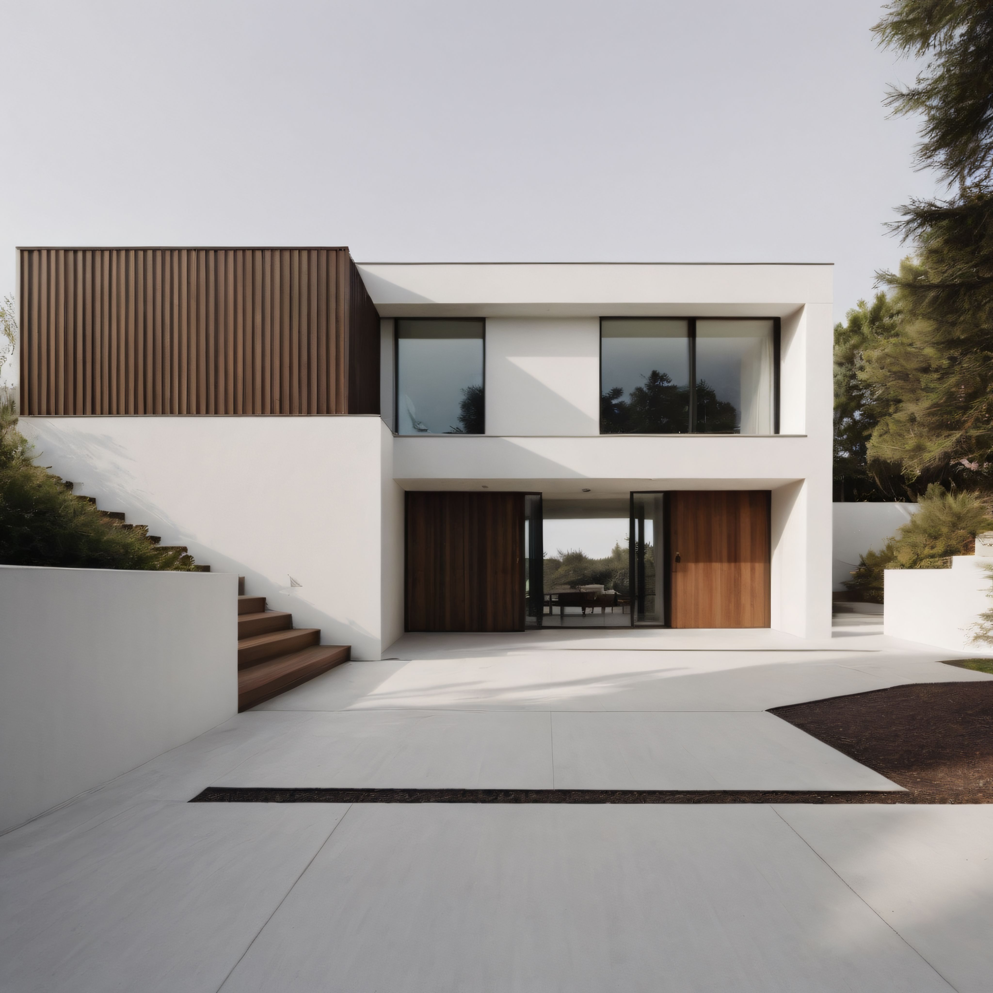 Doğayla Bütünleşen Modern Minimalist Ev ve Çağdaş Dış Cephe Tasarımı