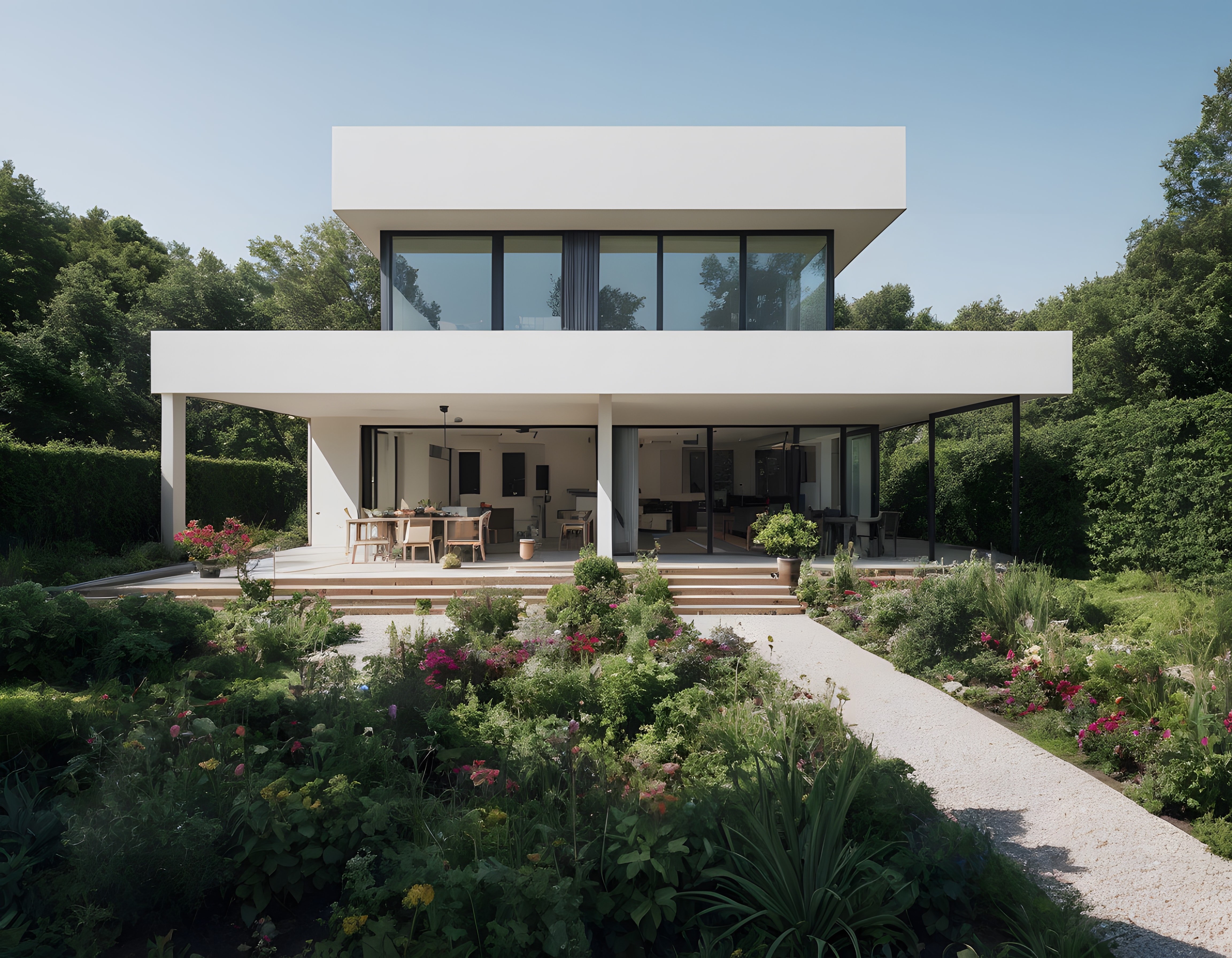 Doğayla Bütünleşen Modern Villa: Çağdaş Mimari ve Yemyeşil Bahçe Manzarası
