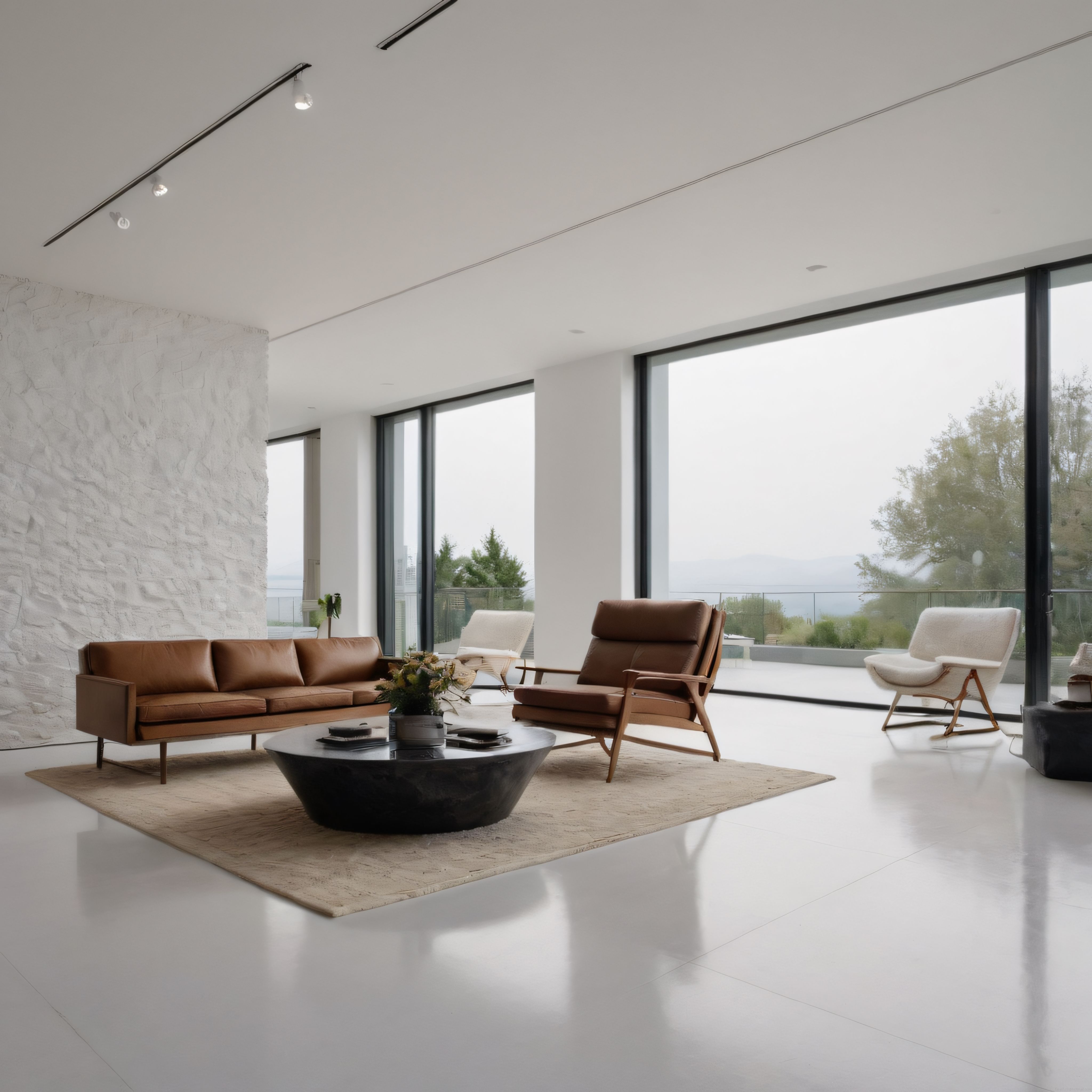 Doğayla İç İçe, Minimalist Çizgilerle Tasarlanmış Lüks Bir Villa Oturma Odası