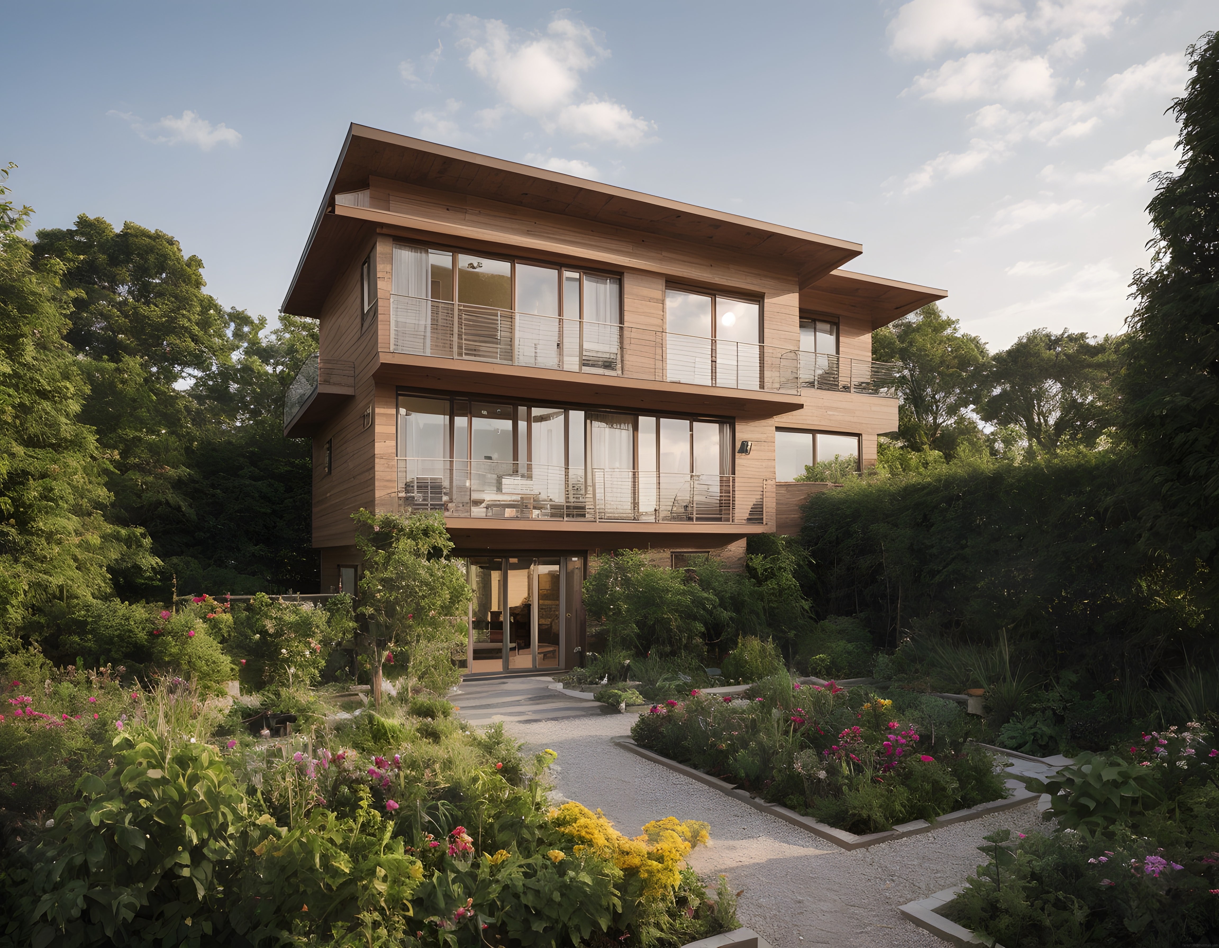 Doğayla İç İçe Modern Ahşap Villa ve Çevre Dostu Peyzaj Mimarisi