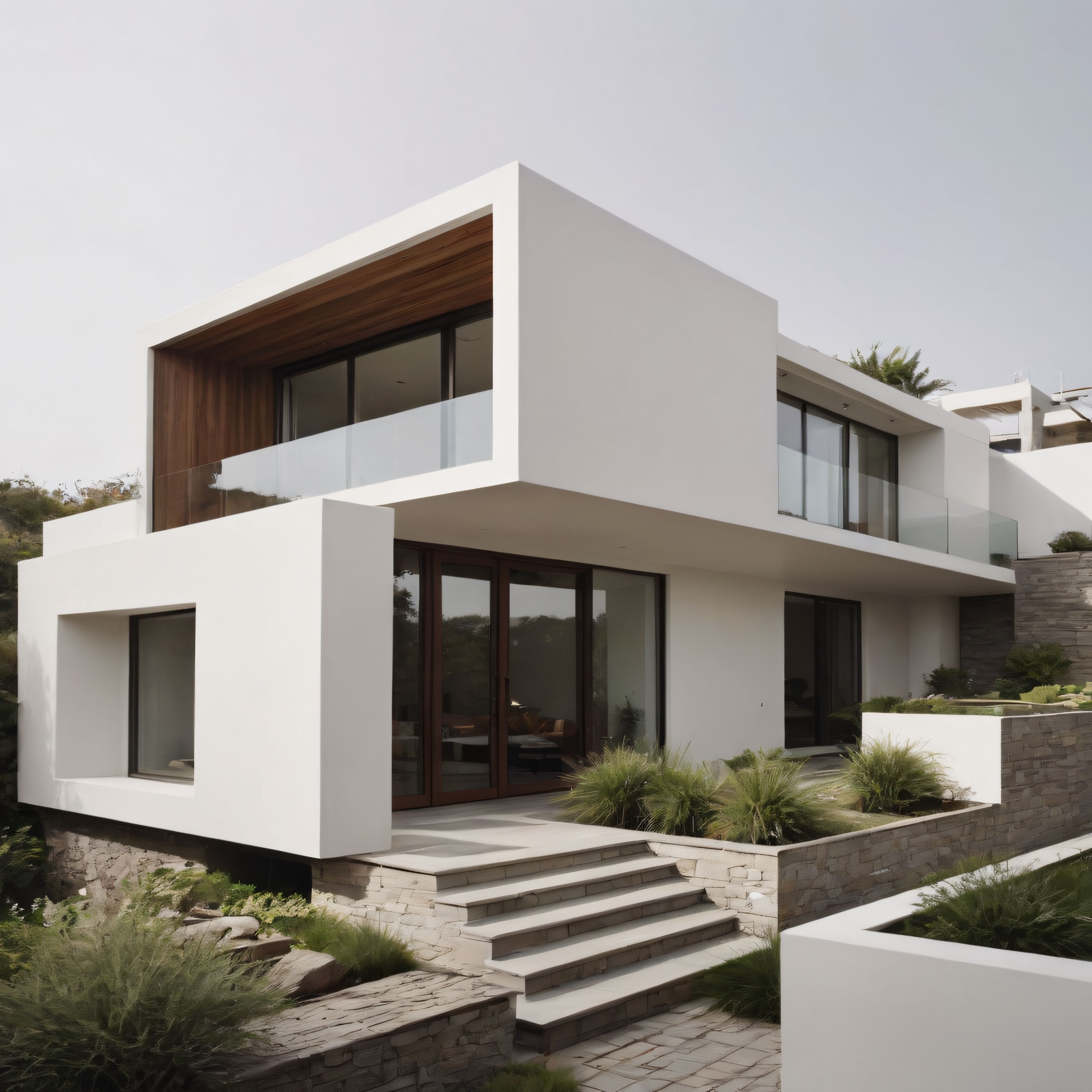 Doğayla İç İçe Modern Minimalist Beyaz Villa ve Huzurlu Peyzaj Atmosferi