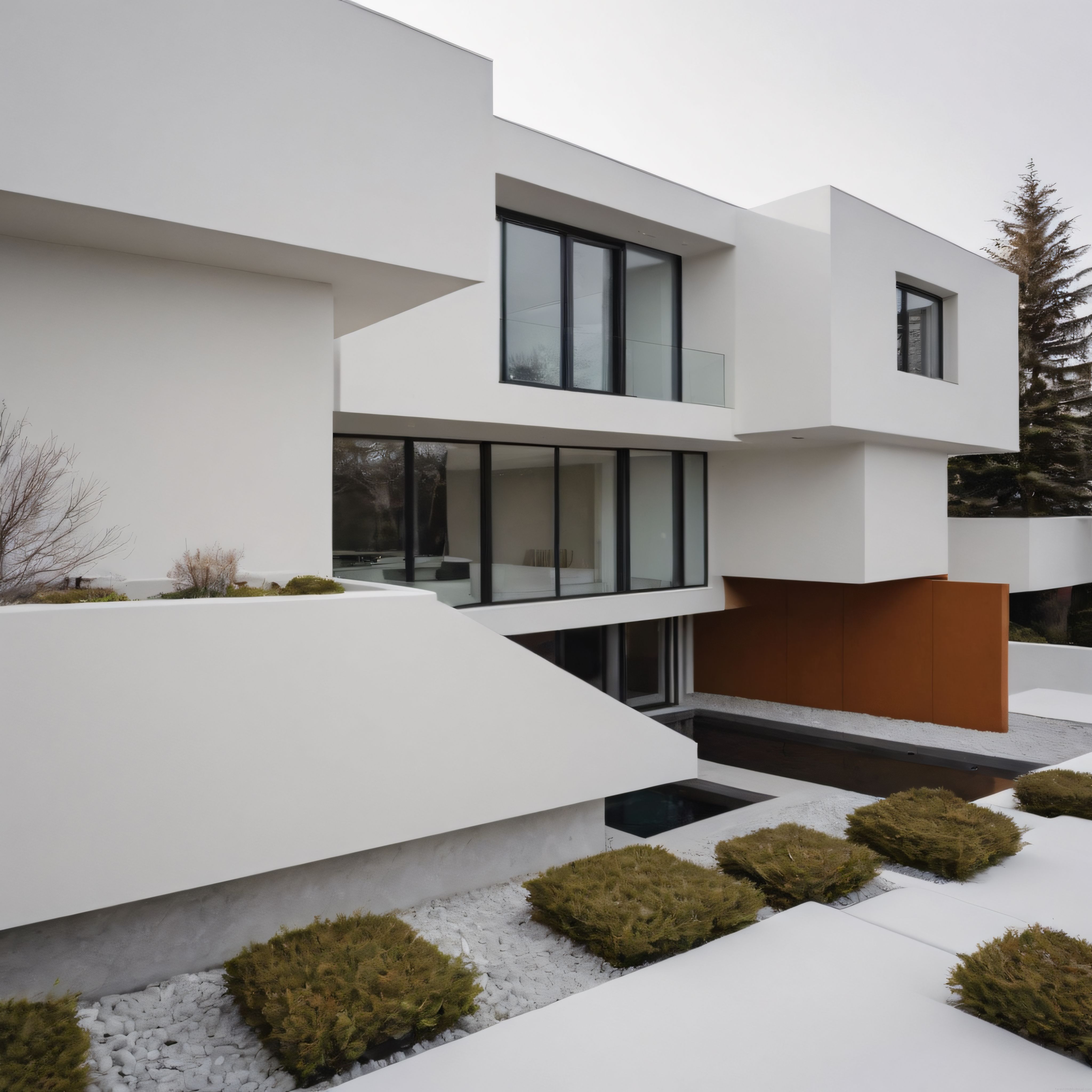Doğayla Uyumlu Modern Beyaz Villa ve Minimalist Peyzaj Tasarımı