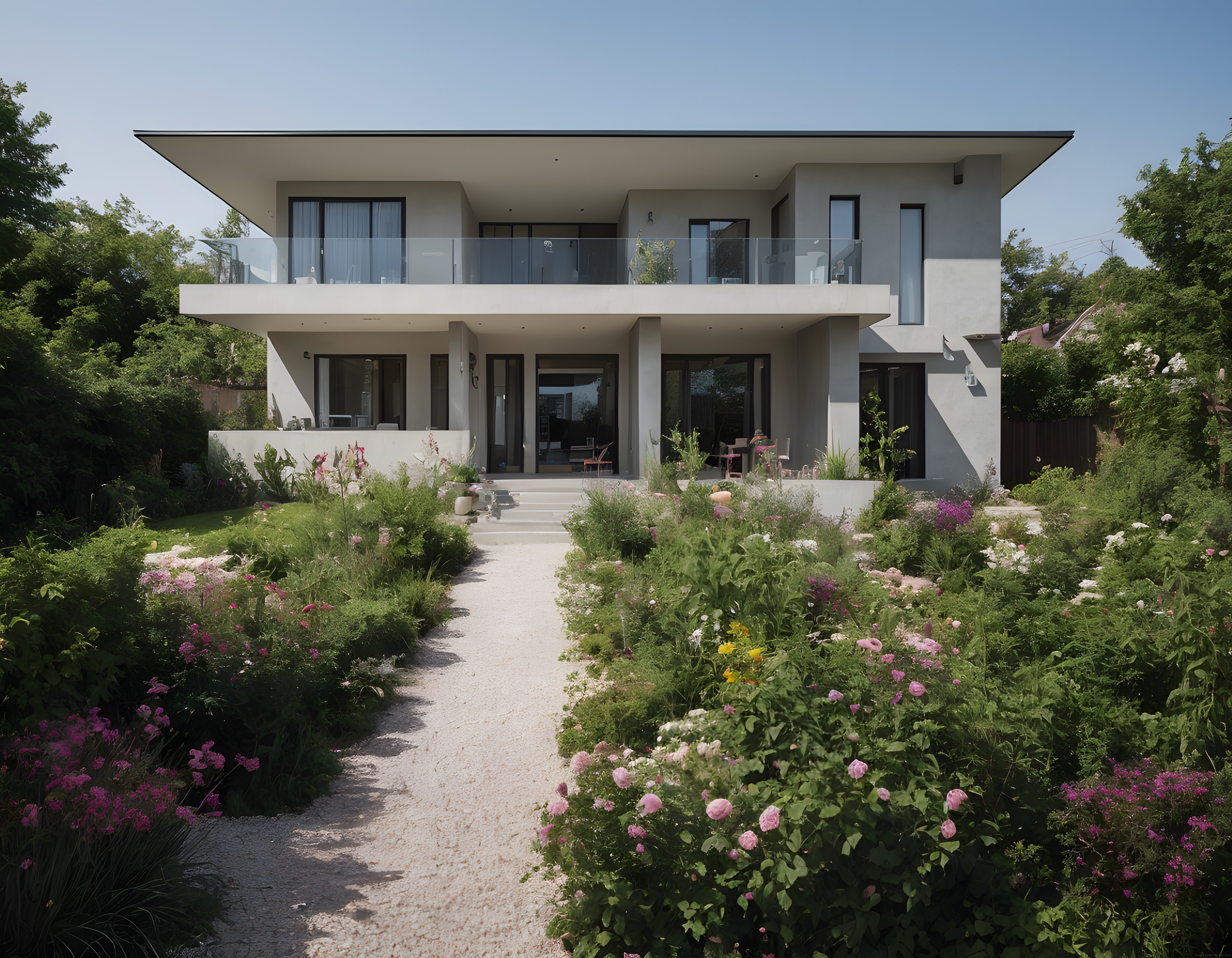Doğayla Uyumlu Modern Mimari Villa ve Özenle Düzenlenmiş Çiçek Bahçesi