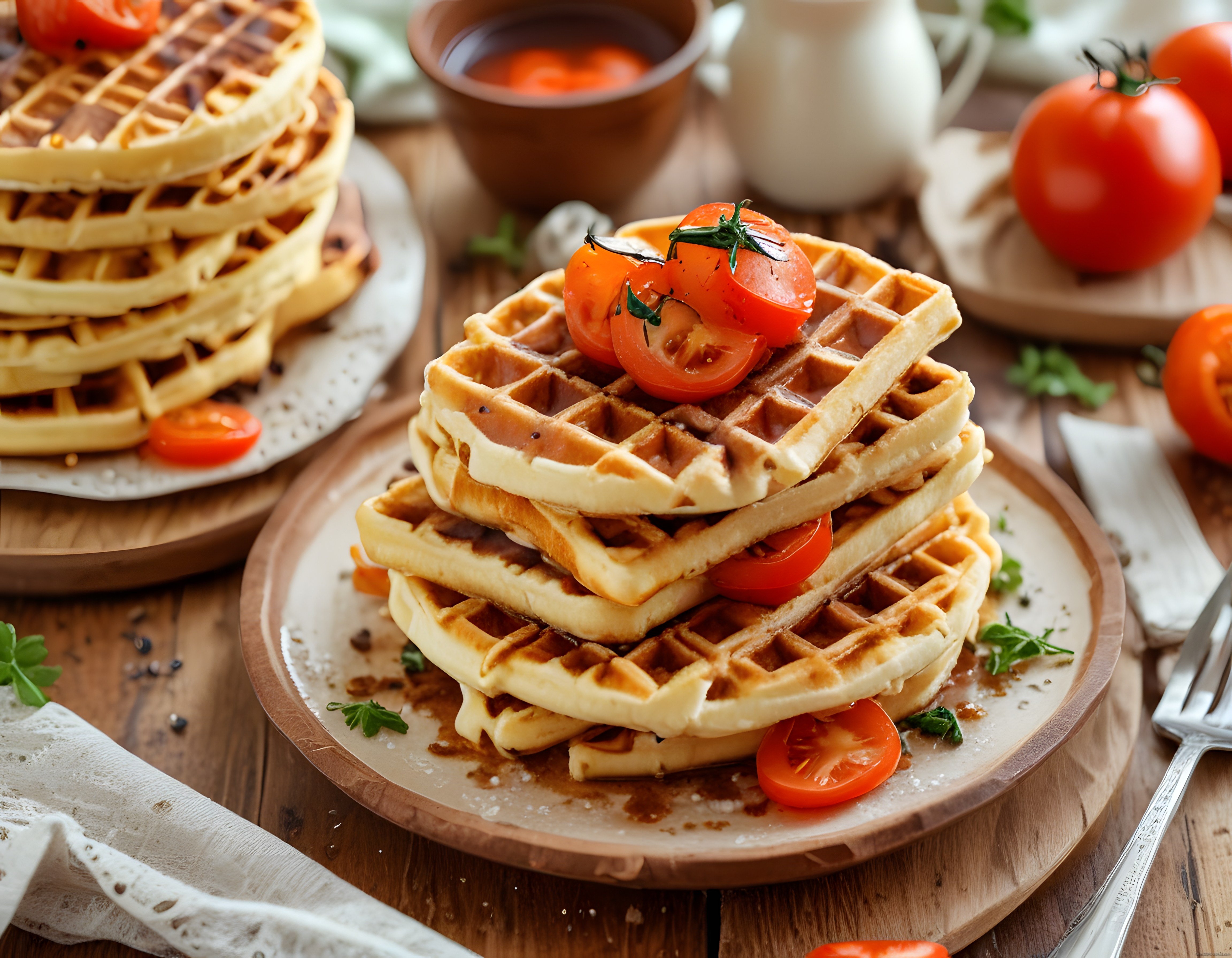 Domates ve Fesleğenli Ev Yapımı Waffle Tarifi: Kahvaltı Sofralarının Yıldızı