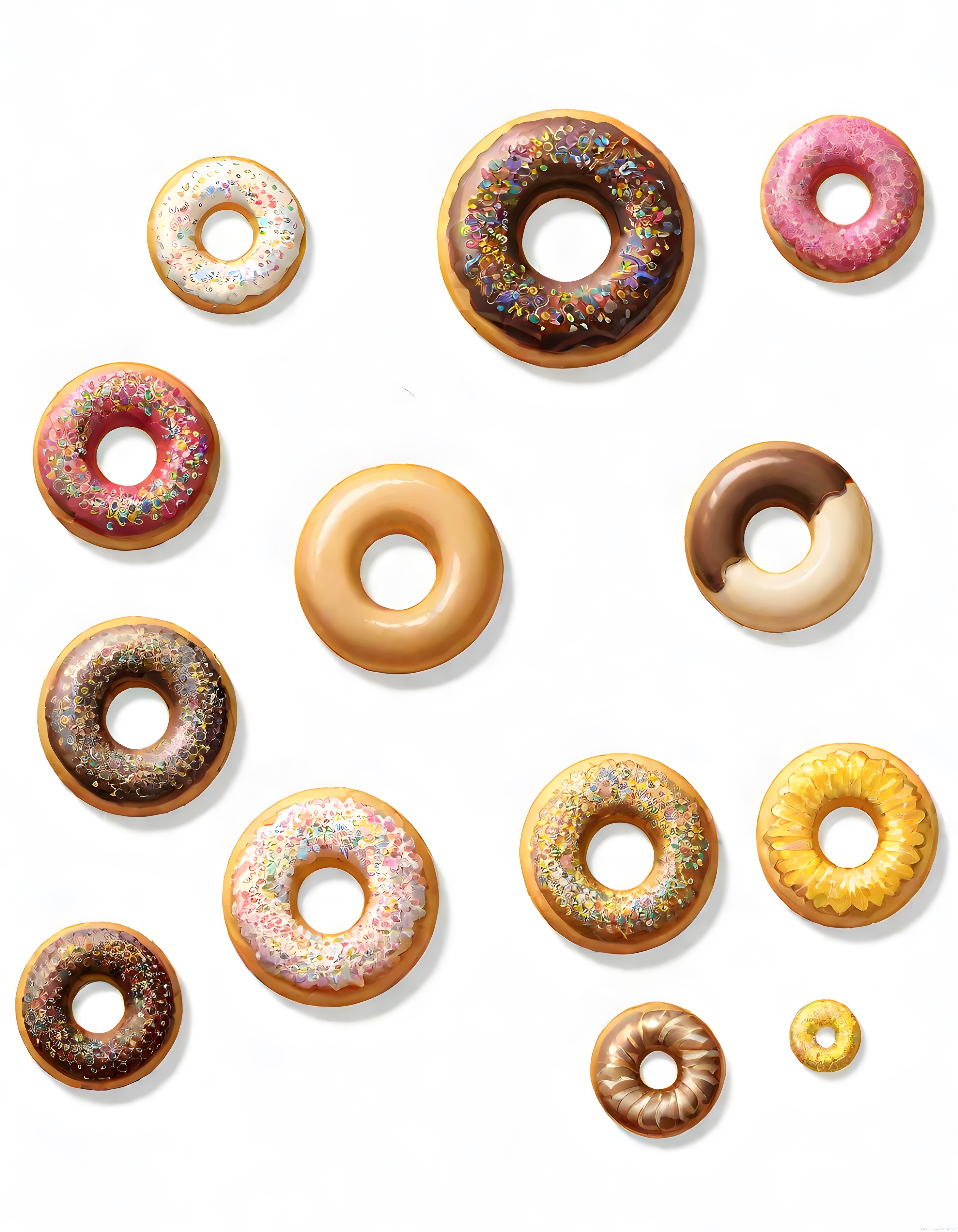 Donut Çeşitleri: Renkli Glazürlü ve Çikolatalı Süslü Tatlı Çörek Koleksiyonu