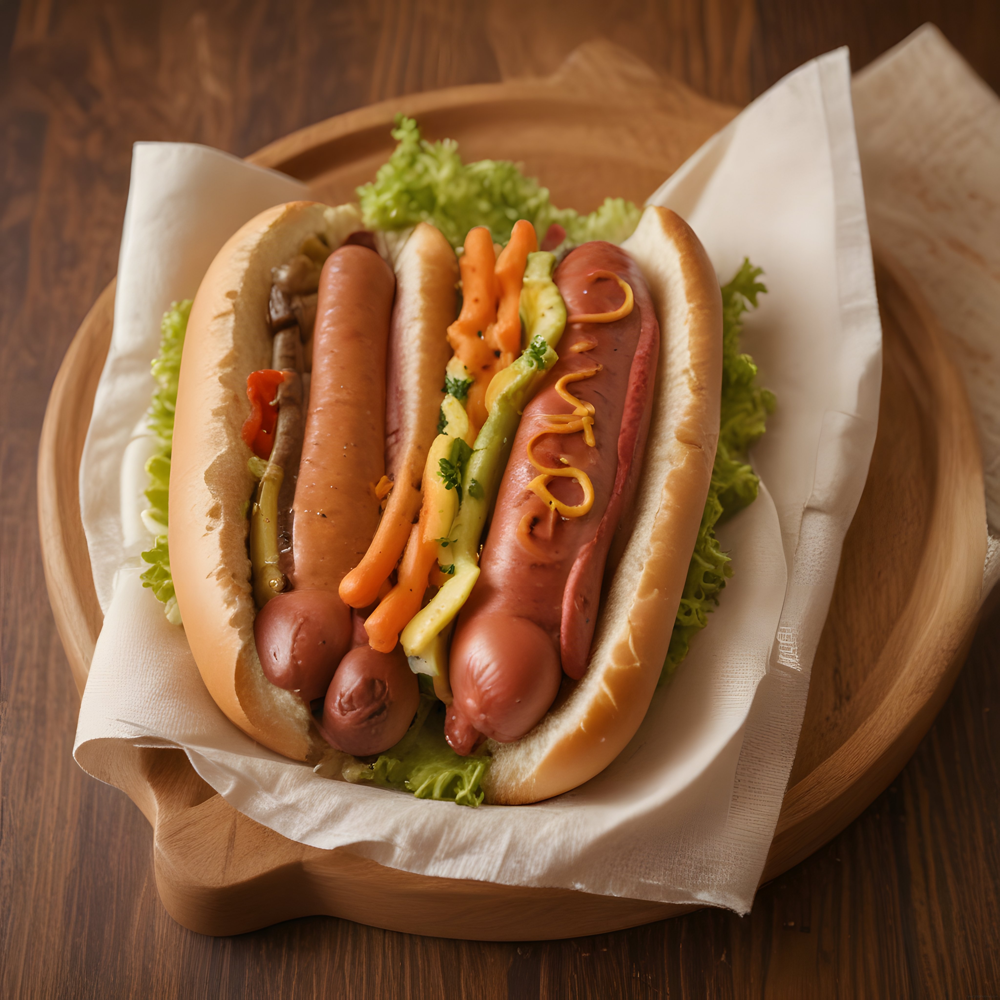 Doyurucu Sosisli Sandviç: Hardallı ve Turşulu Çift Hot Dog Sunumu