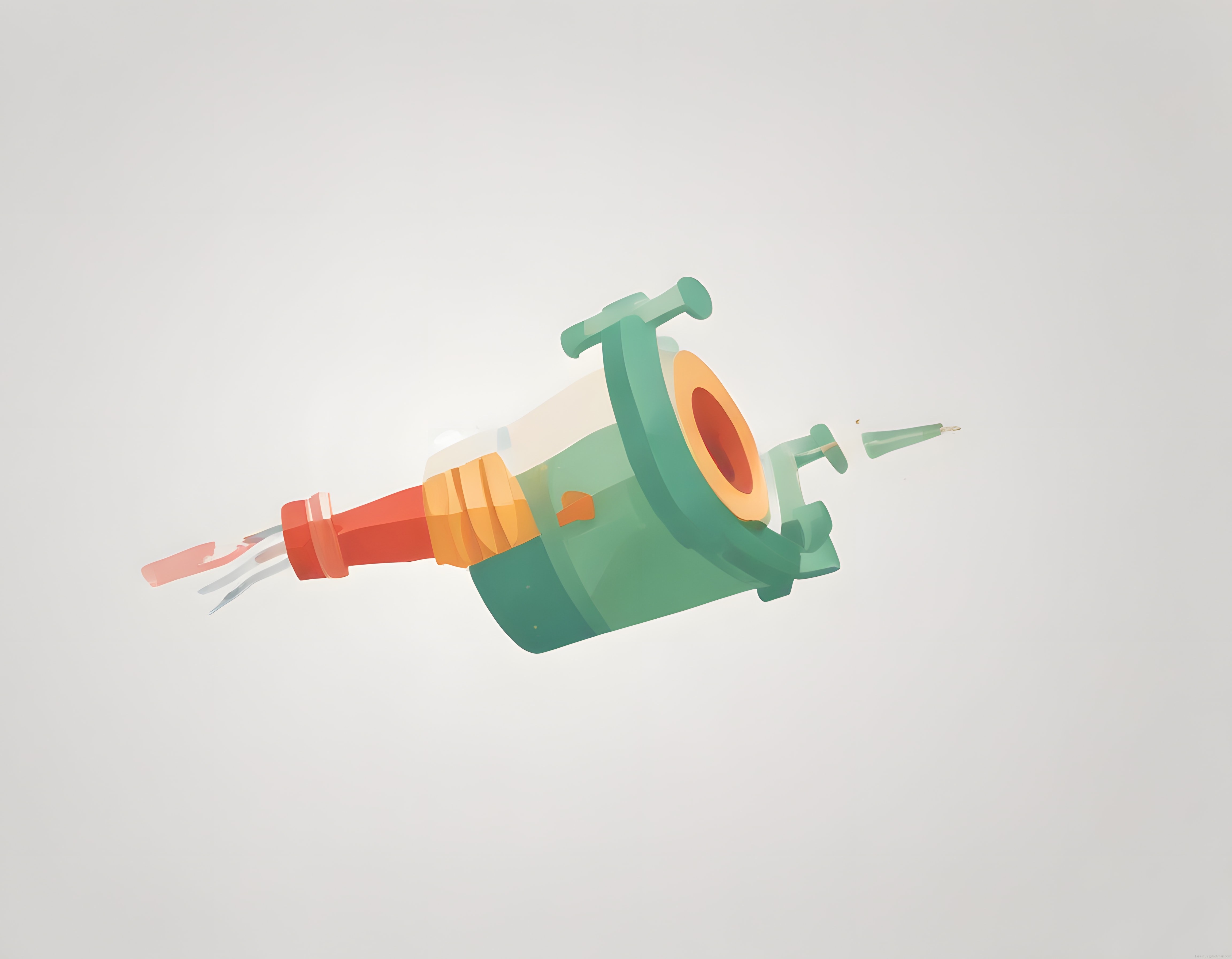 Düşük Poligon 3D Jet Motoru Renderı: Minimalist Tasarım ve Pastel Renk Paleti