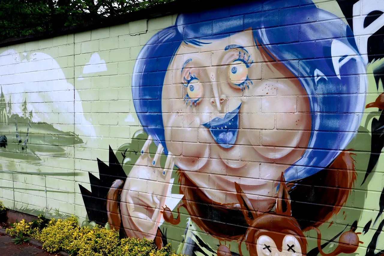 Duvar resmi graffiti - renkli şehir sanatı