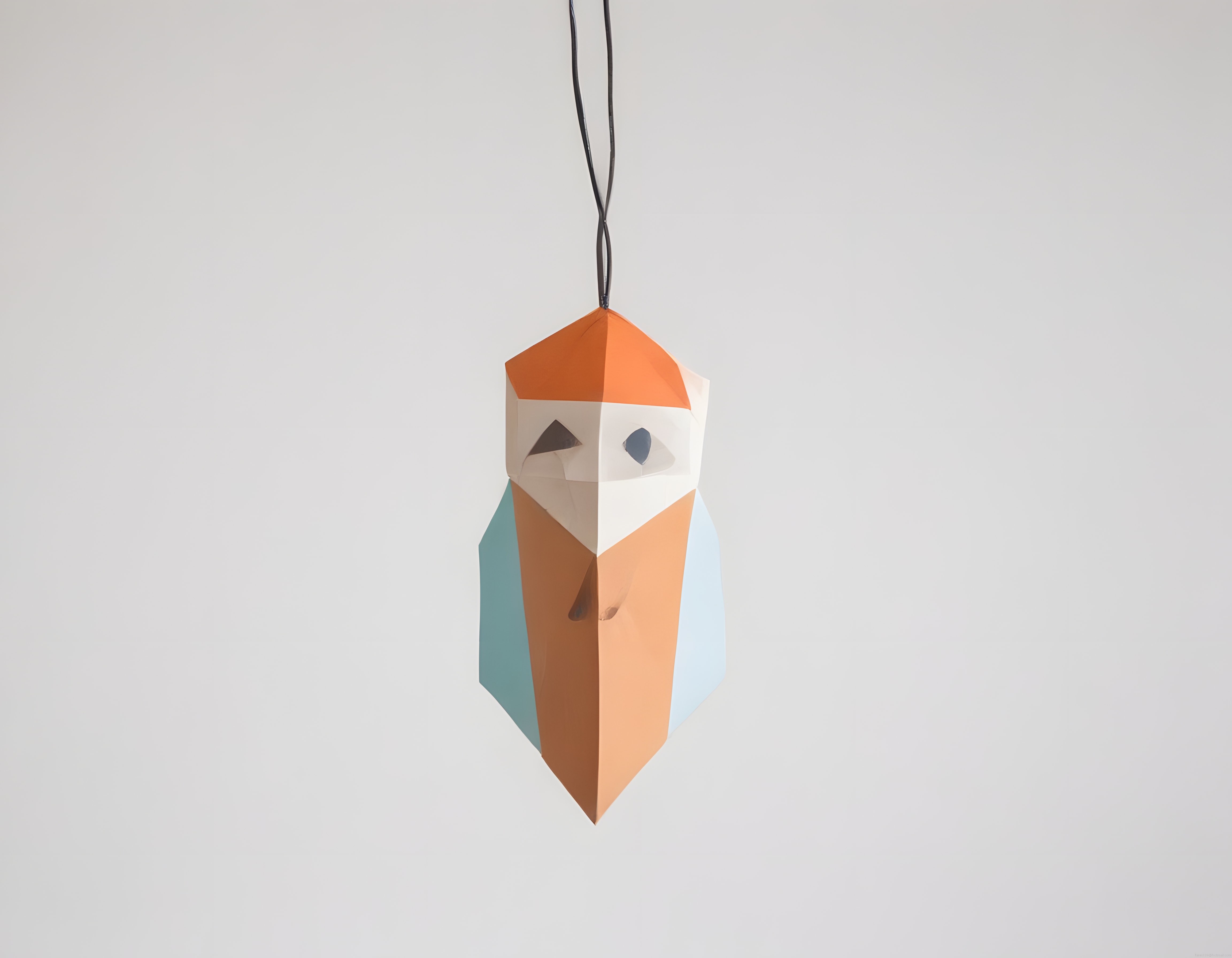 Duvara Asılı Geometrik Kağıt Kuş Heykeli ve Minimalist Tasarım