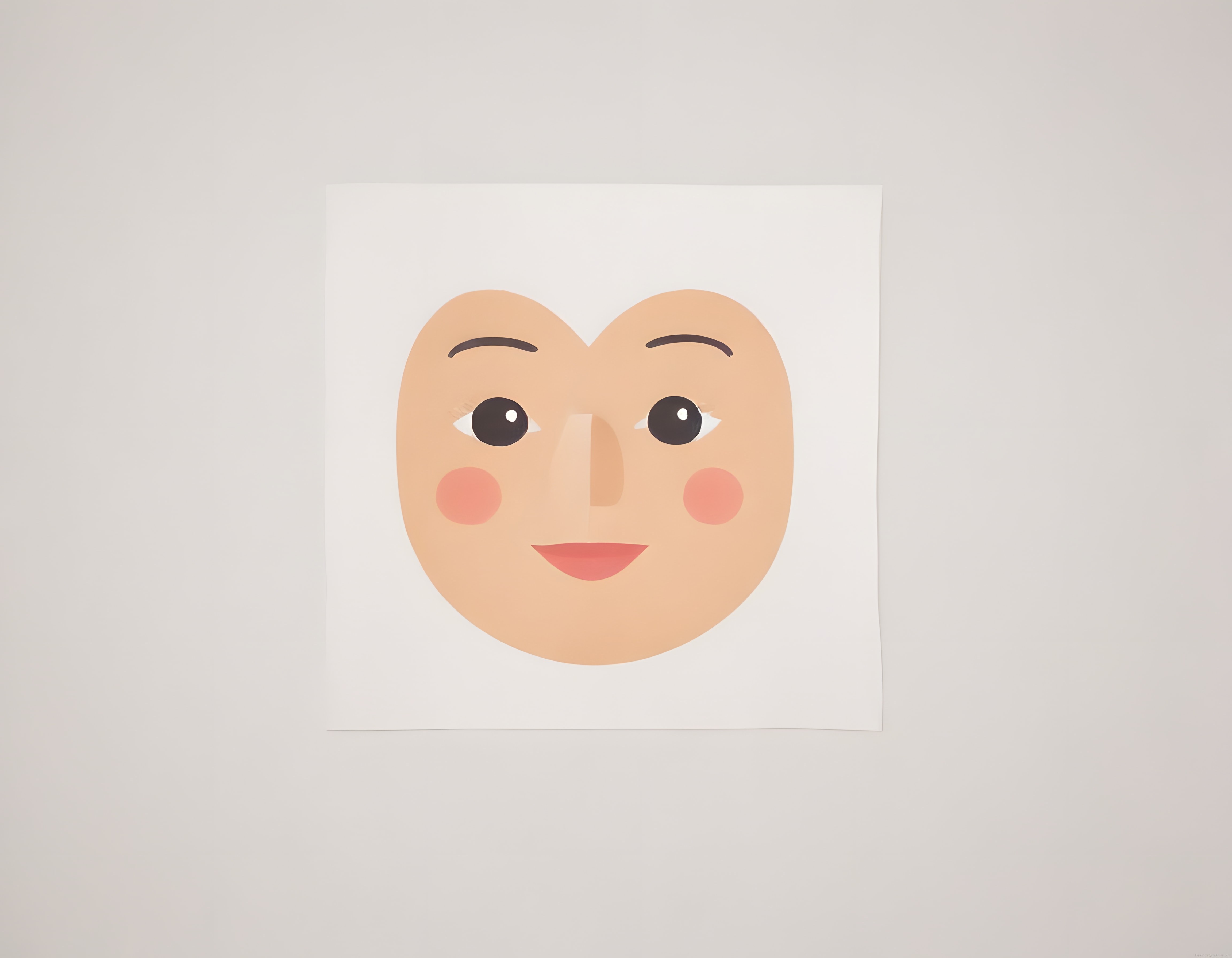 Duvara Asılmış Kalp Yüz Poster: Minimalist Modern Sanat ve Sevimli İllüstrasyon