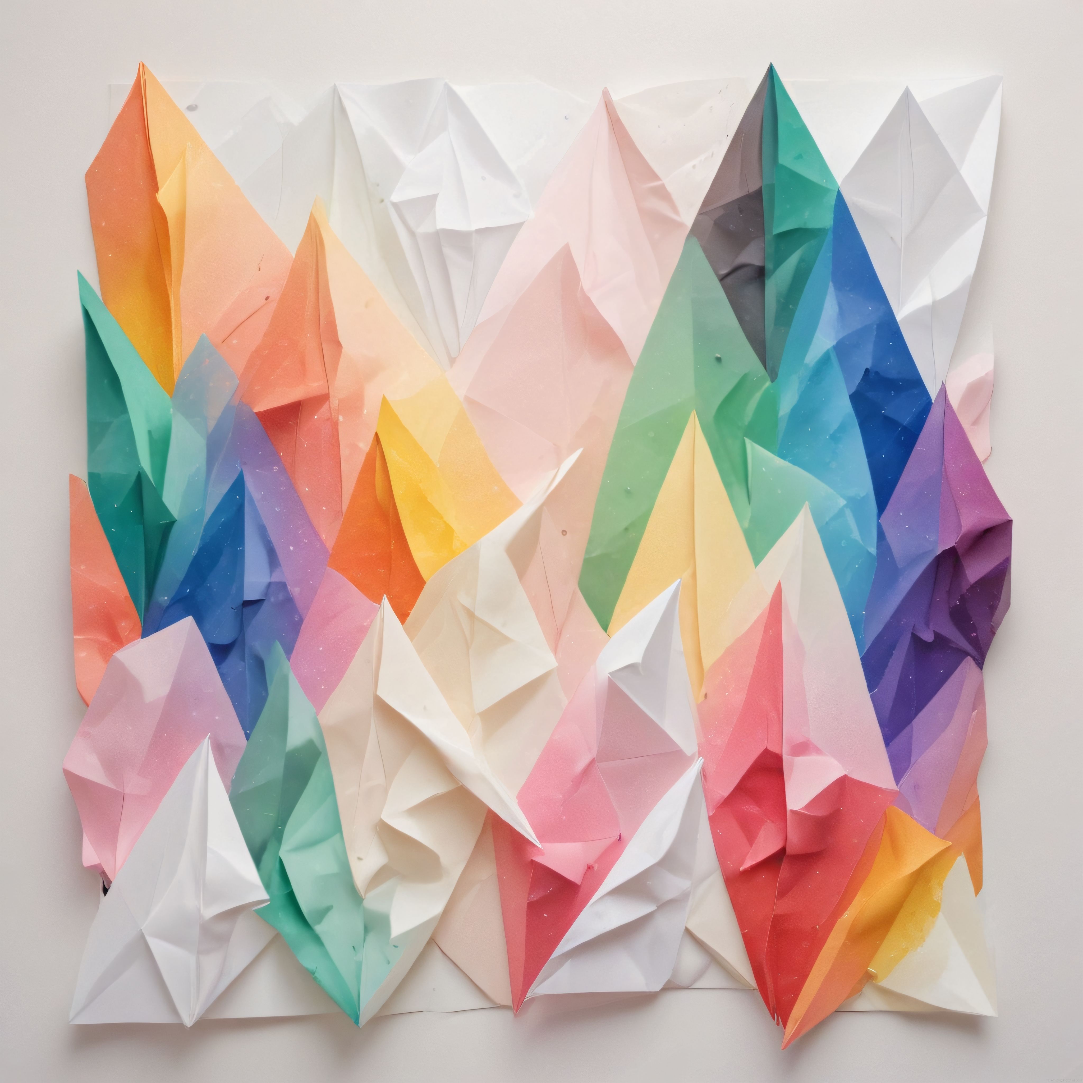 duvara monte edilmiş origami duvar sanatı ve modern renkli dekorasyonu