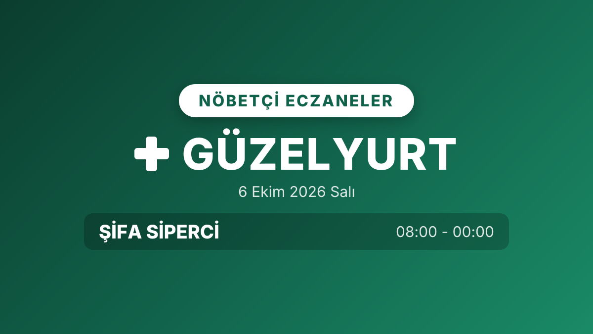 Güzelyurt nöbetçi eczaneler: 6 Ekim 2026 Salı