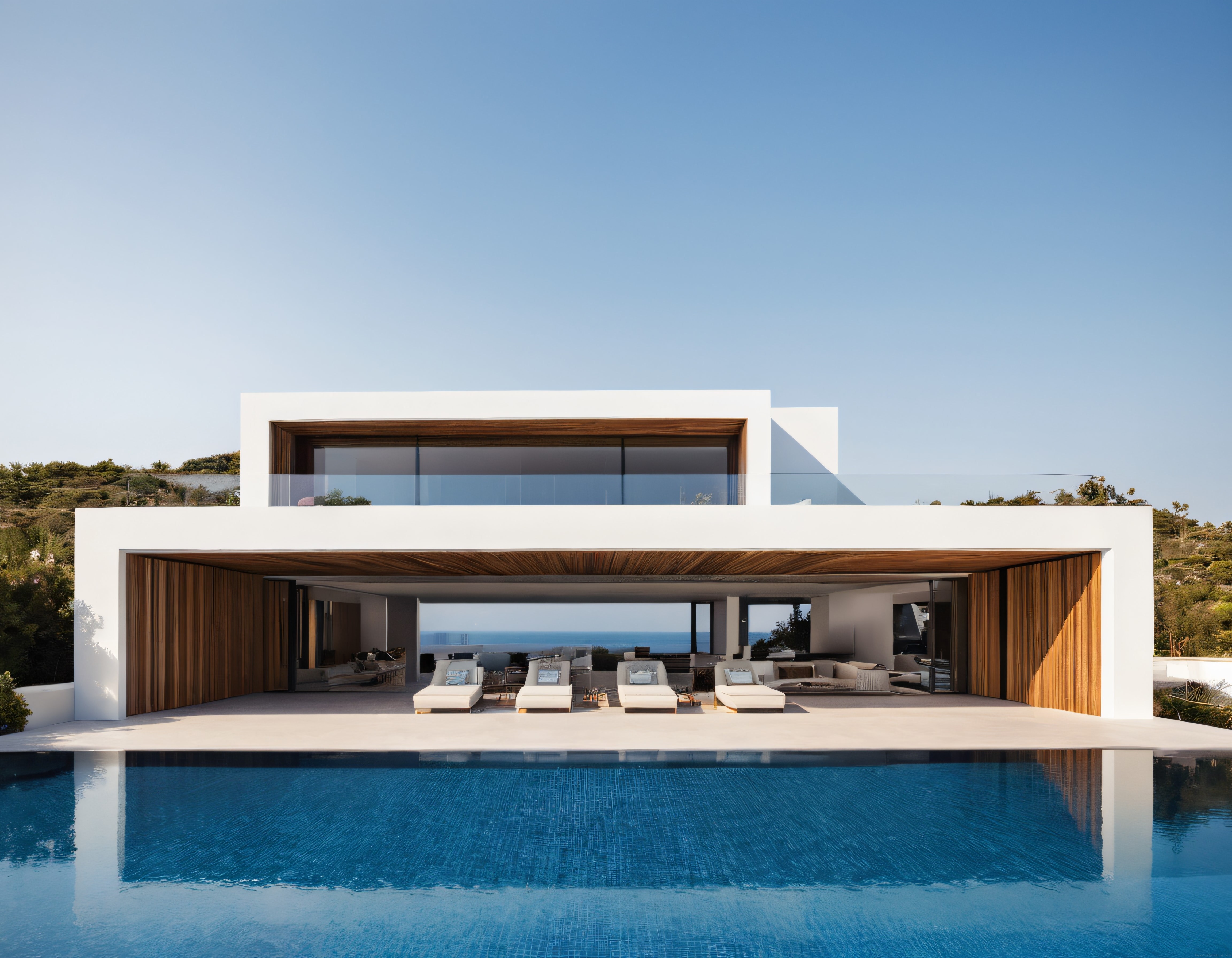 Ege Kıyısında Modern Mimari: Beyaz Villa, Ahşap Detaylar ve Sonsuzluk Havuzu