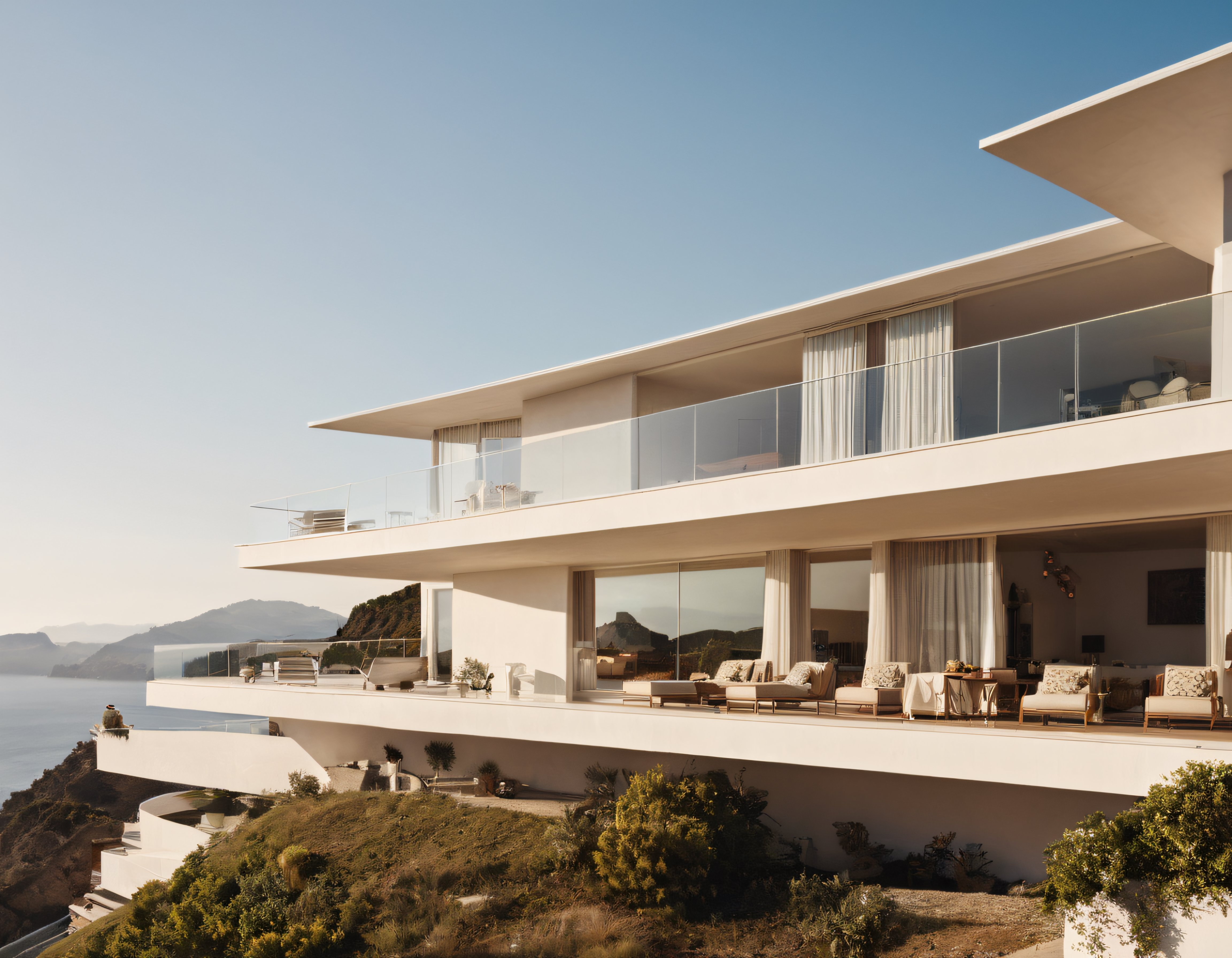 Ege Kıyısındaki Modern Minimalist Villa, Sonsuzluk Havuzu ve Panoramik Deniz Manzarası