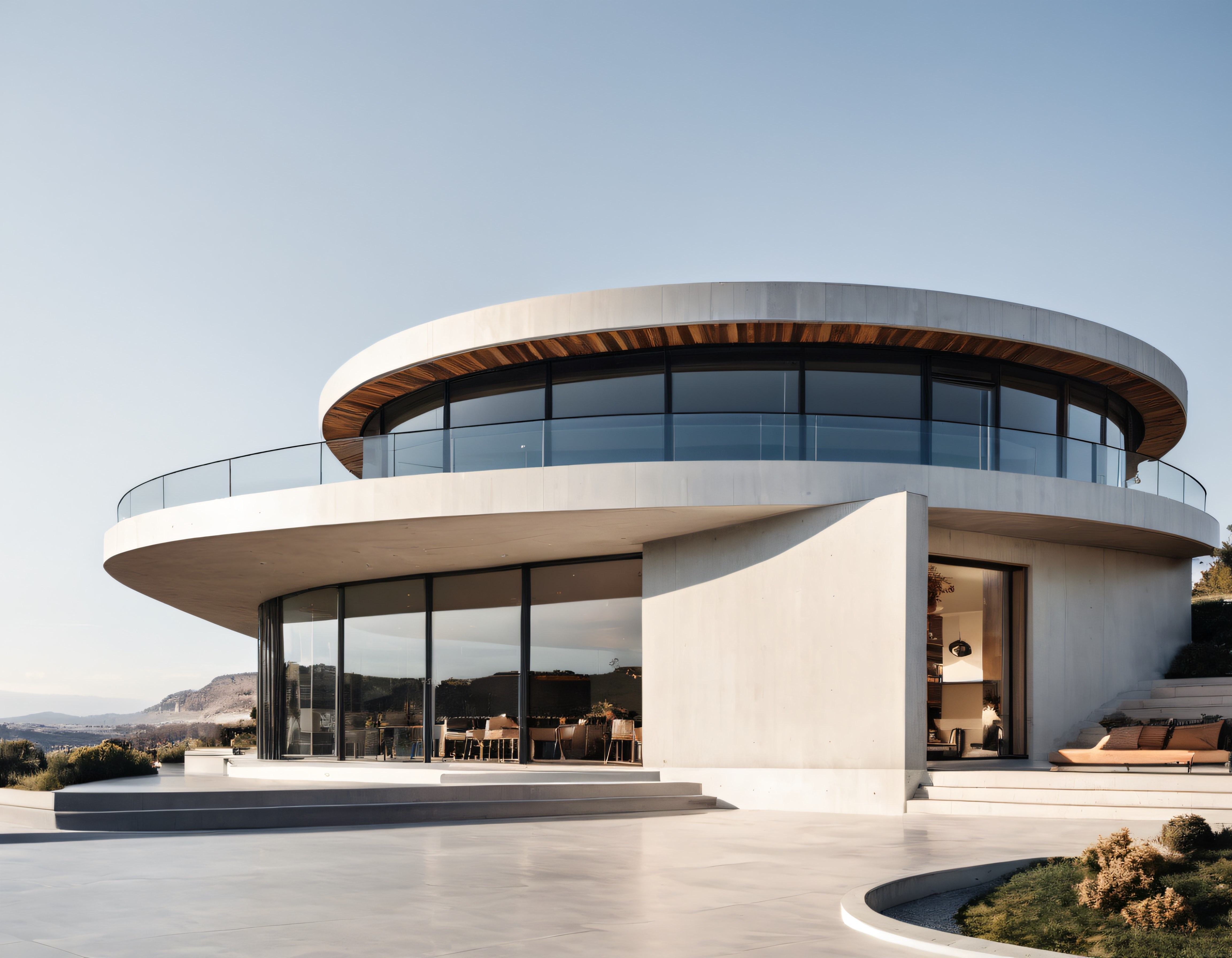 Eğrisiyle Büyüleyen Çağdaş Dağ Evi: Beton ve Camın Minimalist Dansı