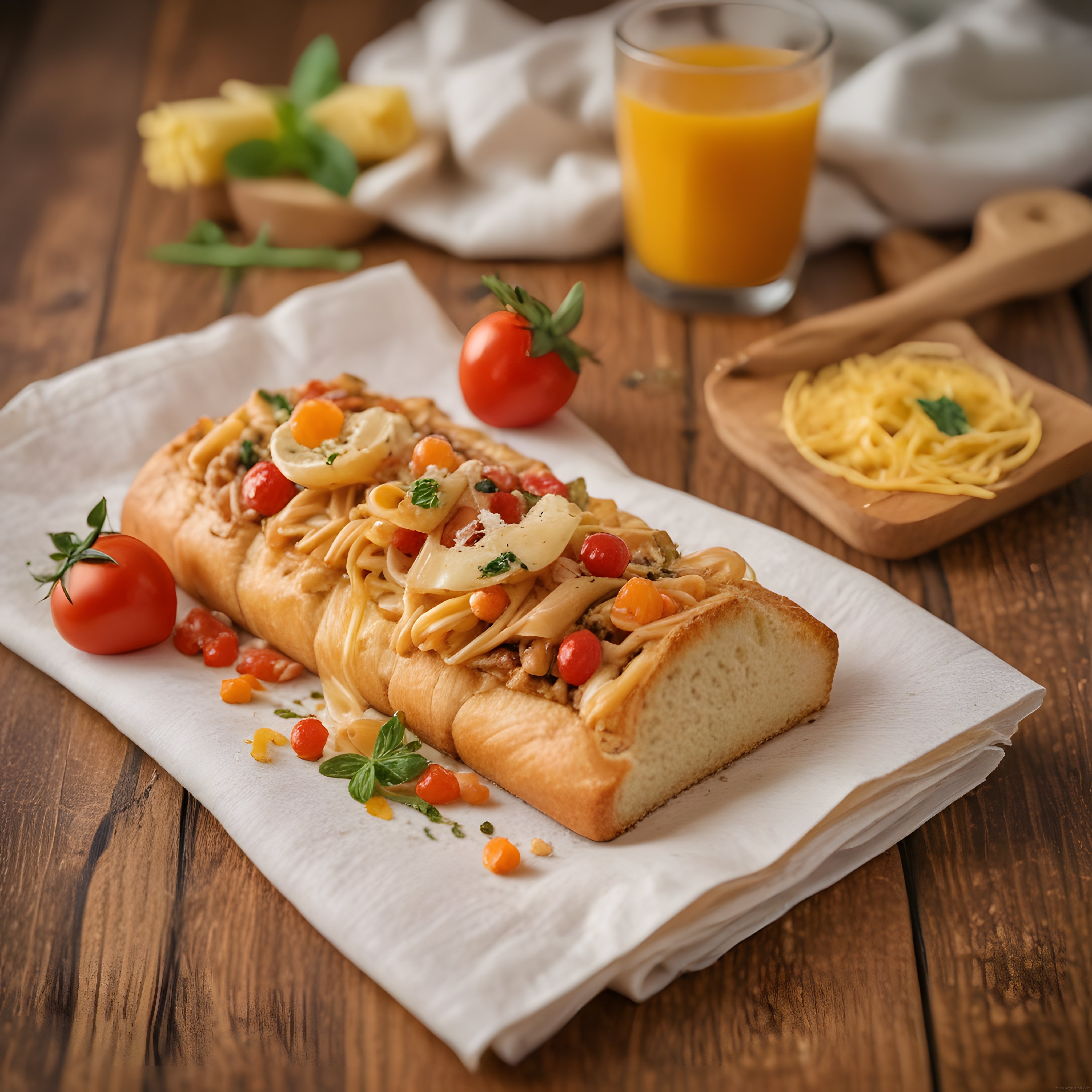 Ekmek Üstünde Makarna ve Sebzelerle Zenginleştirilmiş Kahvaltılık Brunch Tarifi