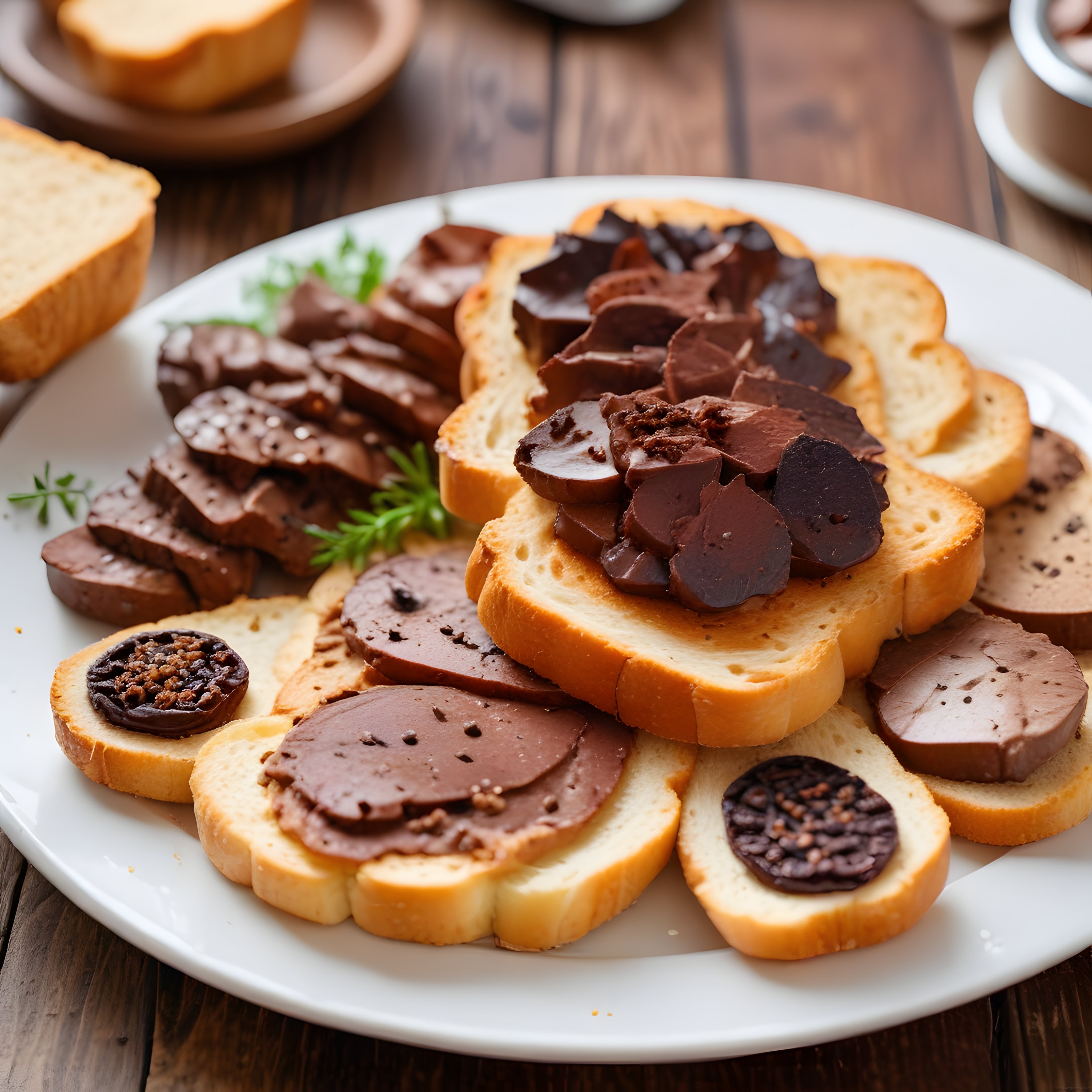 Ekmek Üzerinde Lezzetli Sucuk ve Kan Sosisi Sunumu ile Kahvaltı Sofrası